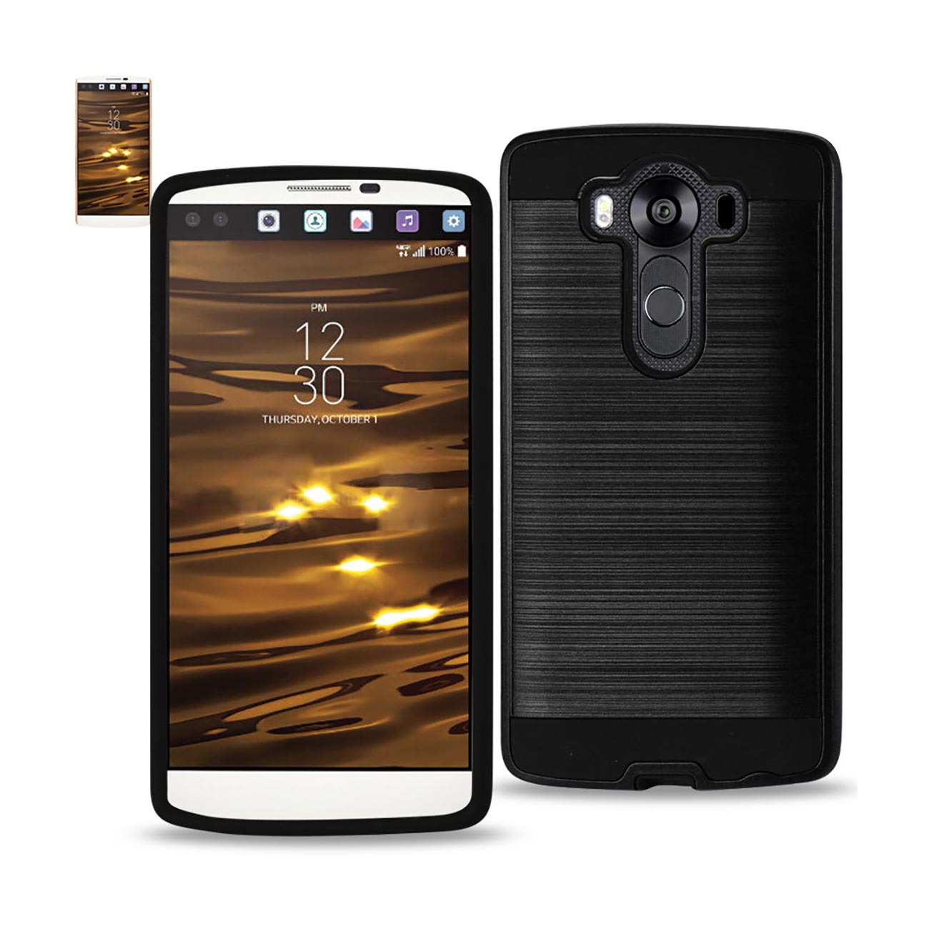 LG V10 Hybrid Metal Brushed Texture Case In Black