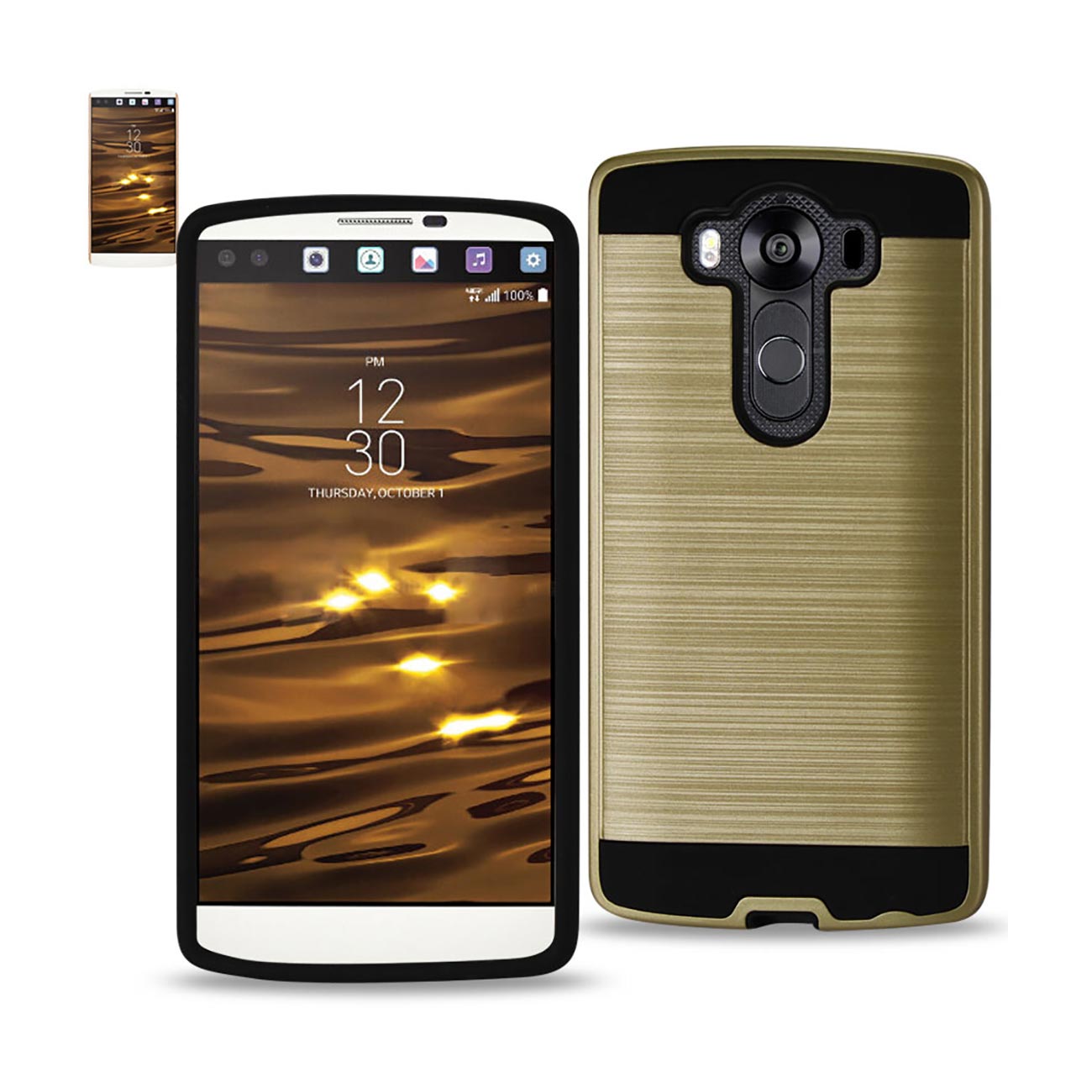 LG V10 Hybrid Metal Brushed Texture Case In Gold