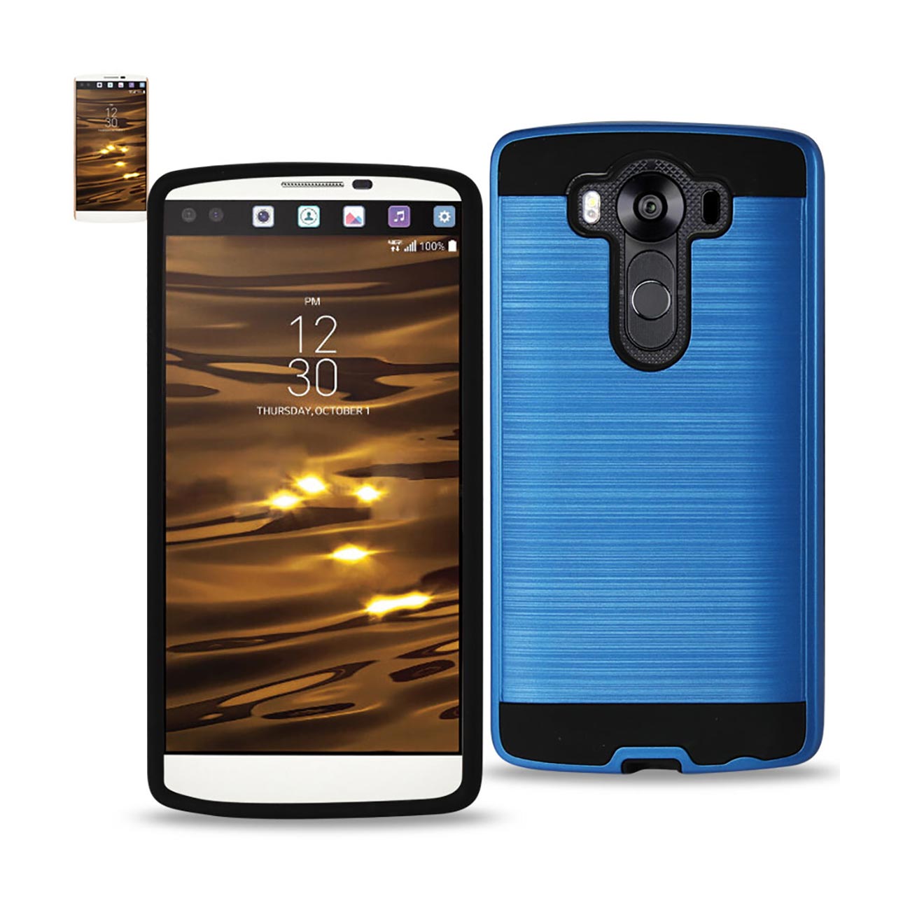 LG V10 Hybrid Metal Brushed Texture Case In Navy