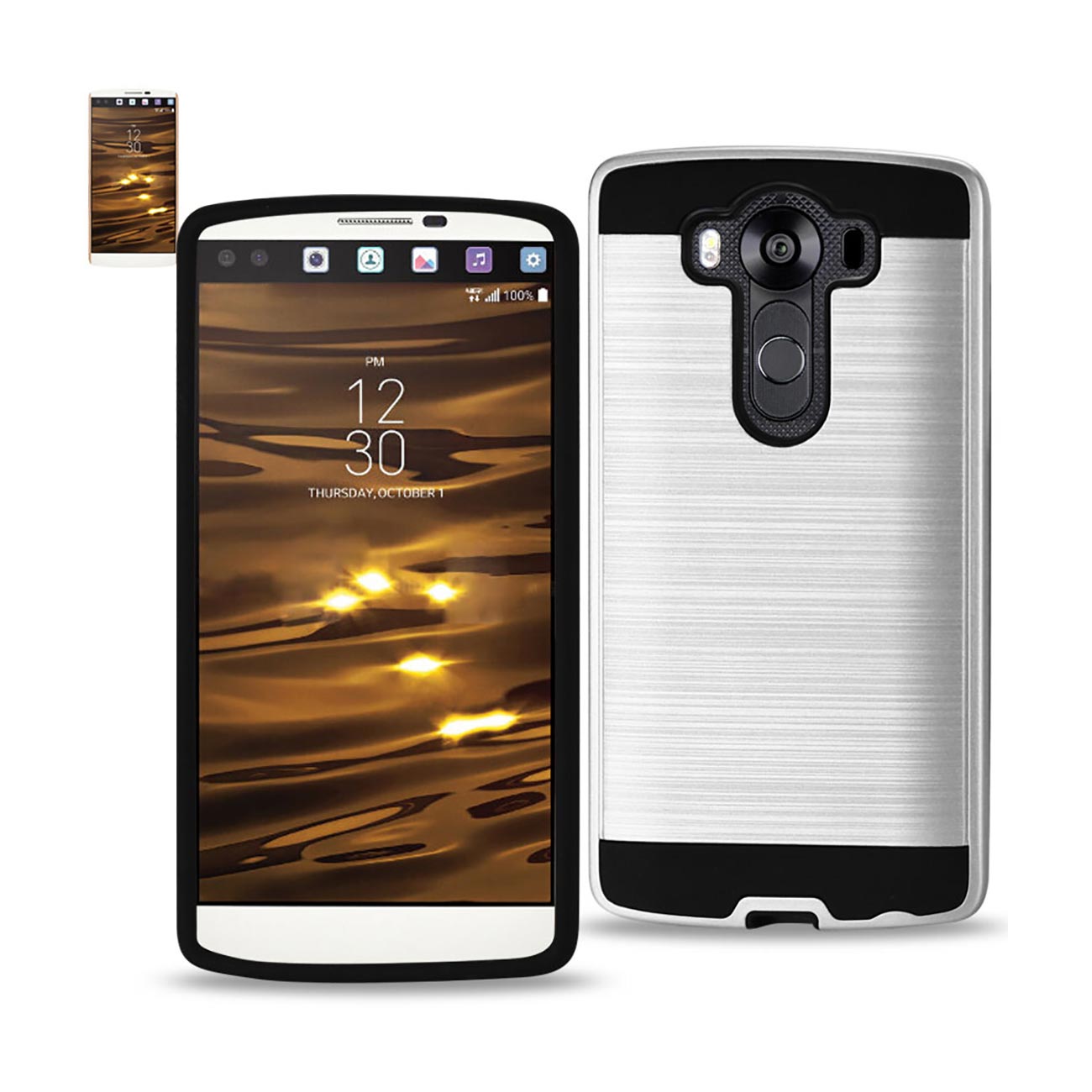 LG V10 Hybrid Metal Brushed Texture Case In White