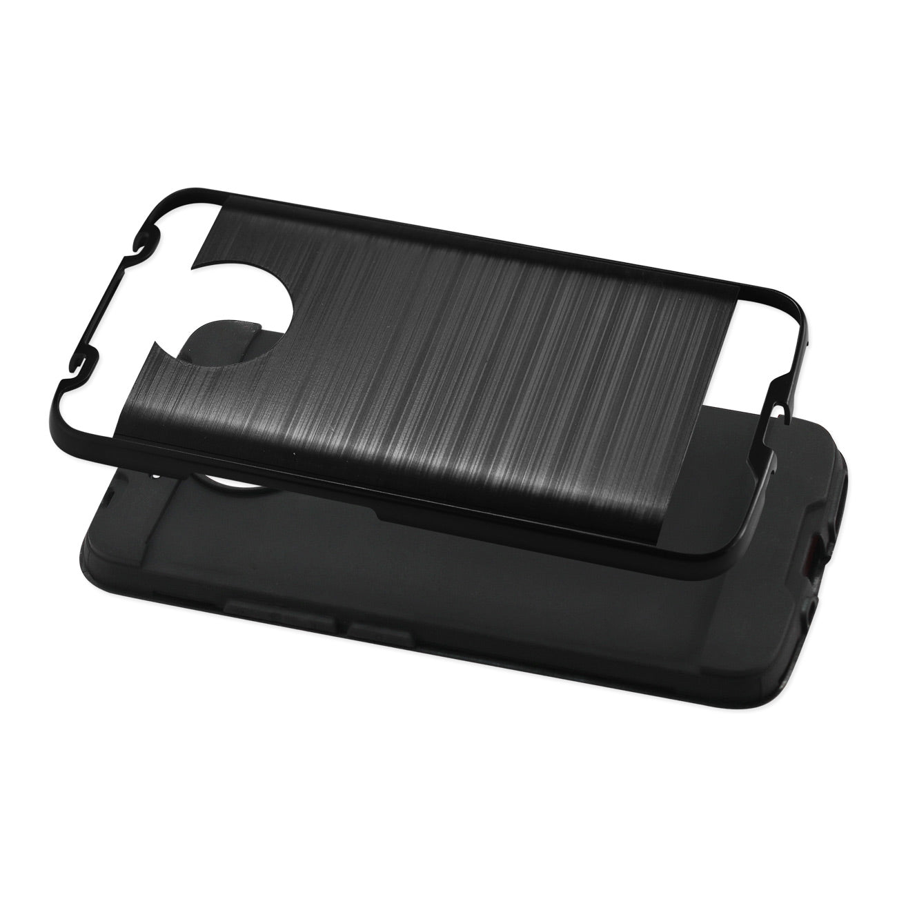 Case Hybrid Brushed Metal Texture Motorola Moto E4 Plus Black Color