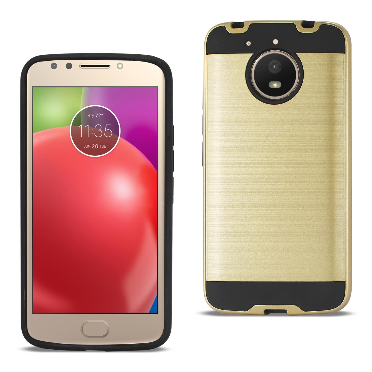 Case Hybrid Brushed Metal Texture Motorola Moto E4 Plus Gold Color