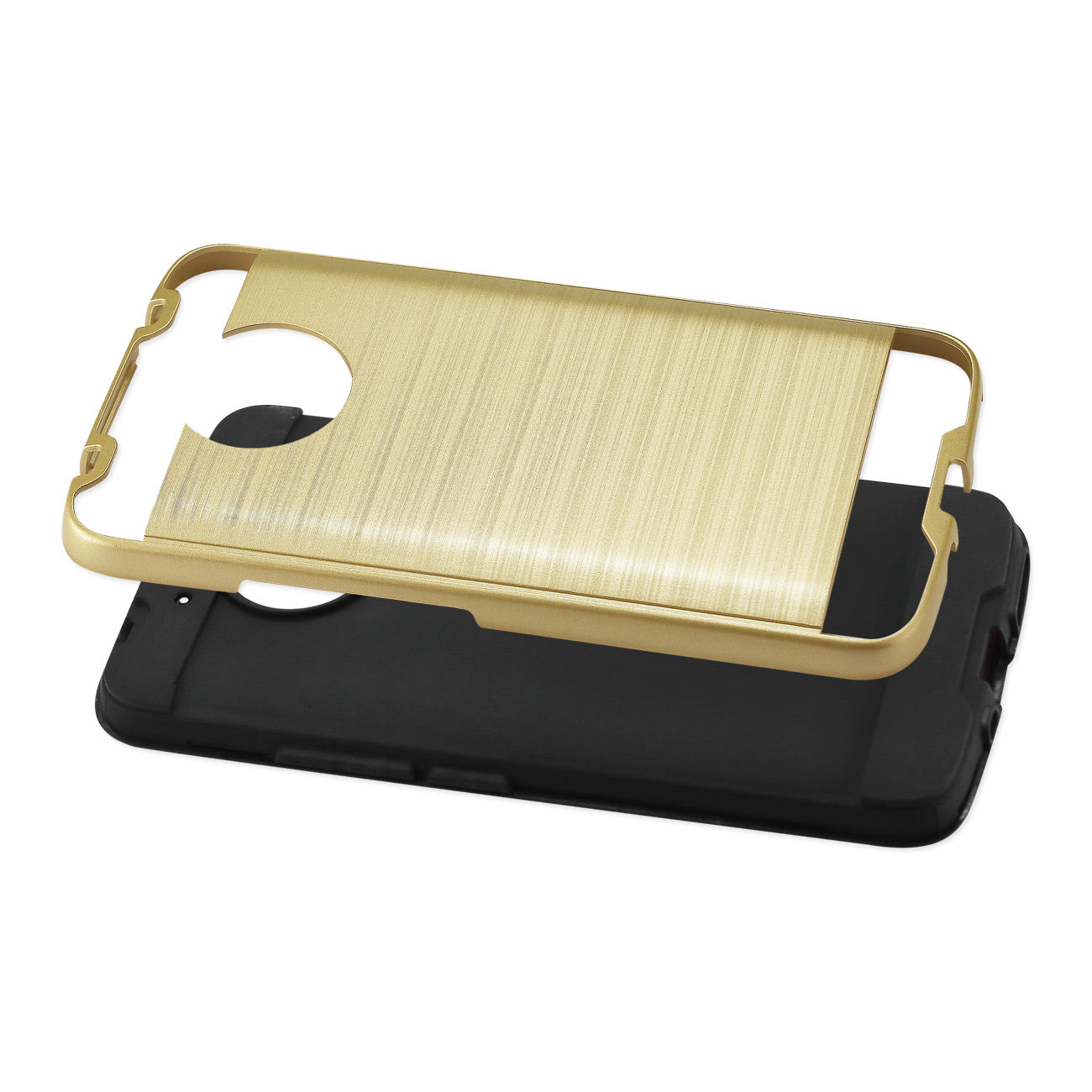 Case Hybrid Brushed Metal Texture Motorola Moto E4 Plus Gold Color