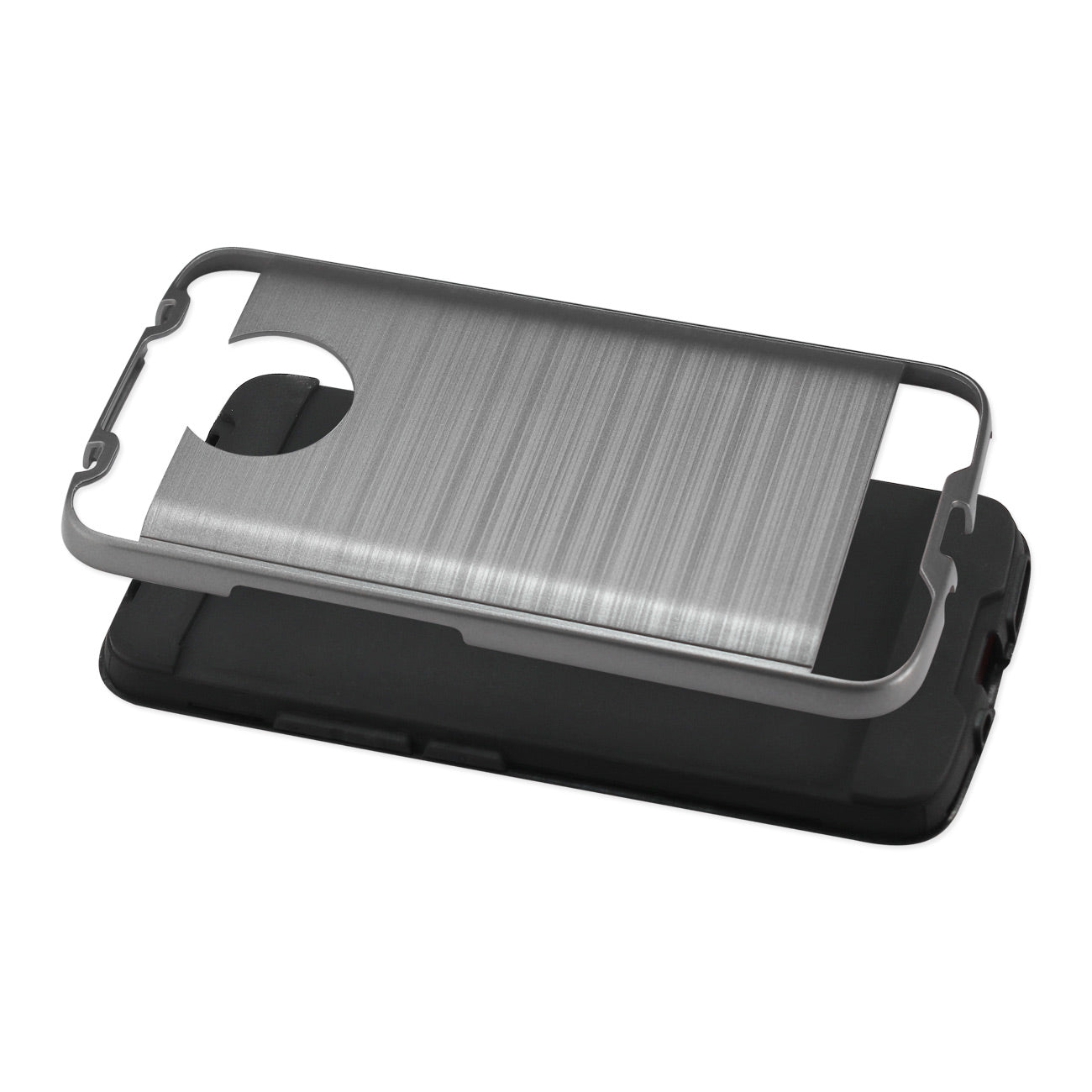 Case Hybrid Brushed Metal Texture Motorola Moto E4 Plus Gray Color