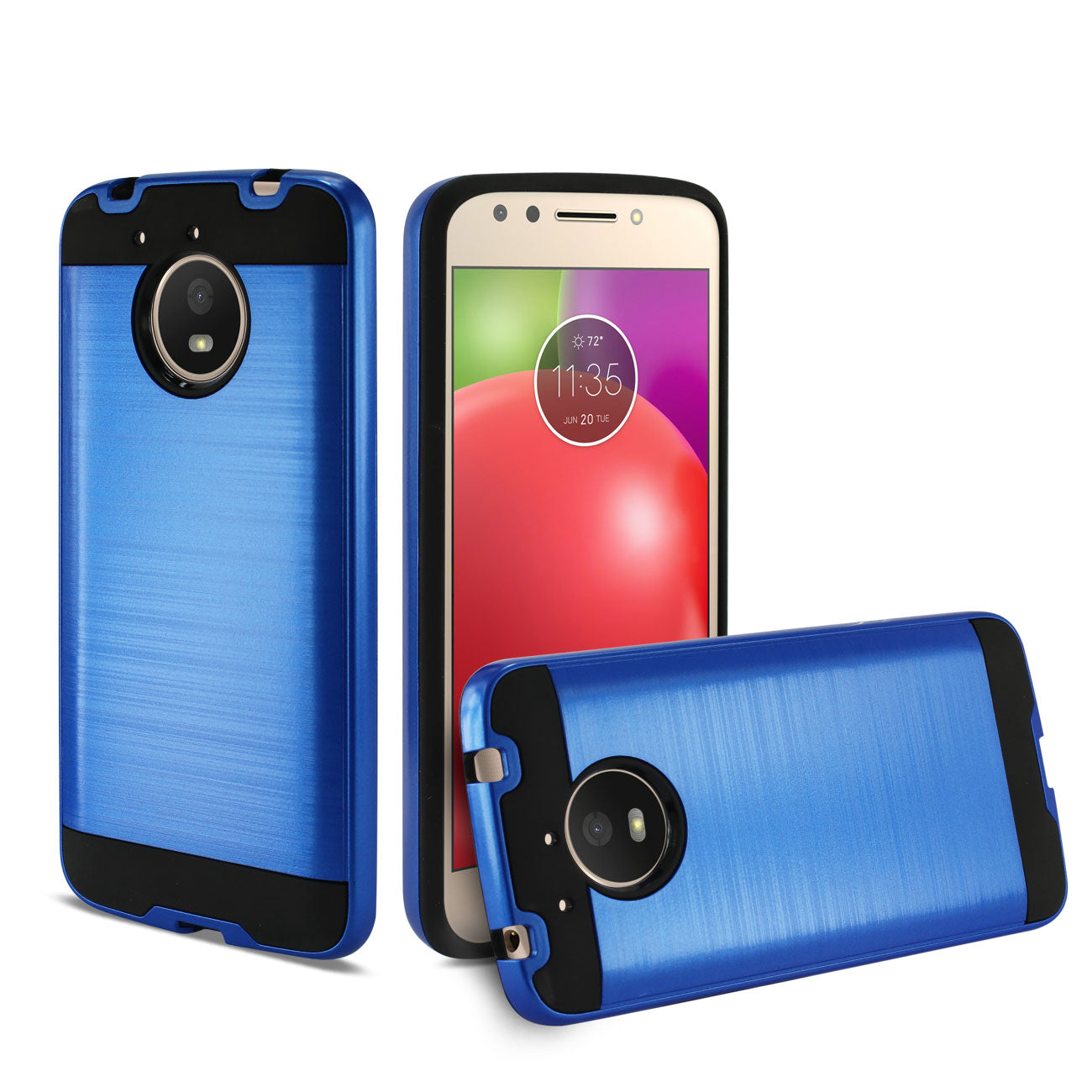Case Hybrid Brushed Metal Texture Motorola Moto E4 Plus Navy Color