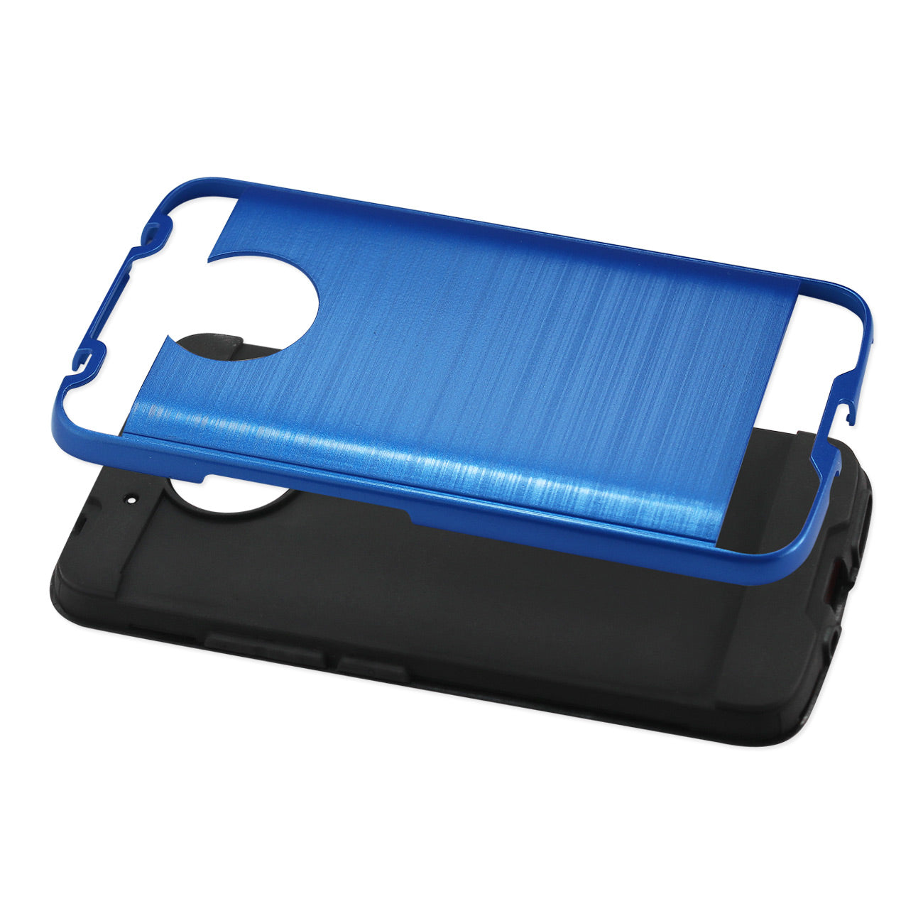 Case Hybrid Brushed Metal Texture Motorola Moto E4 Plus Navy Color