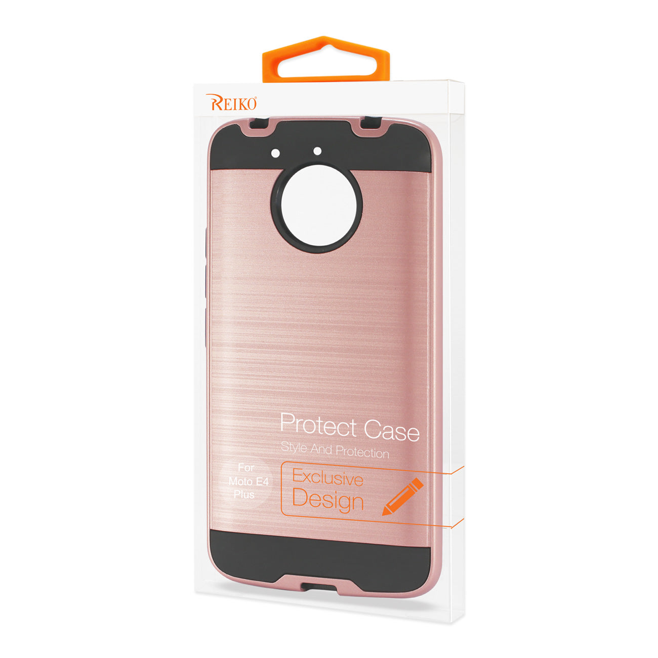 Case Hybrid Brushed Metal Texture Motorola Moto E4 Plus Rose Gold Color