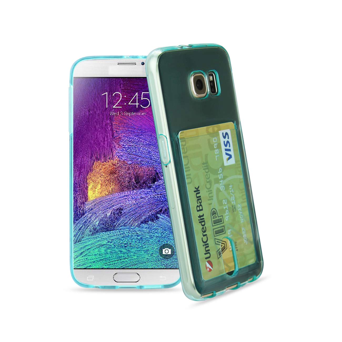 Samsung Galaxy Note 5Reiko Semi Clear Case With Card Holder In Clear Blue