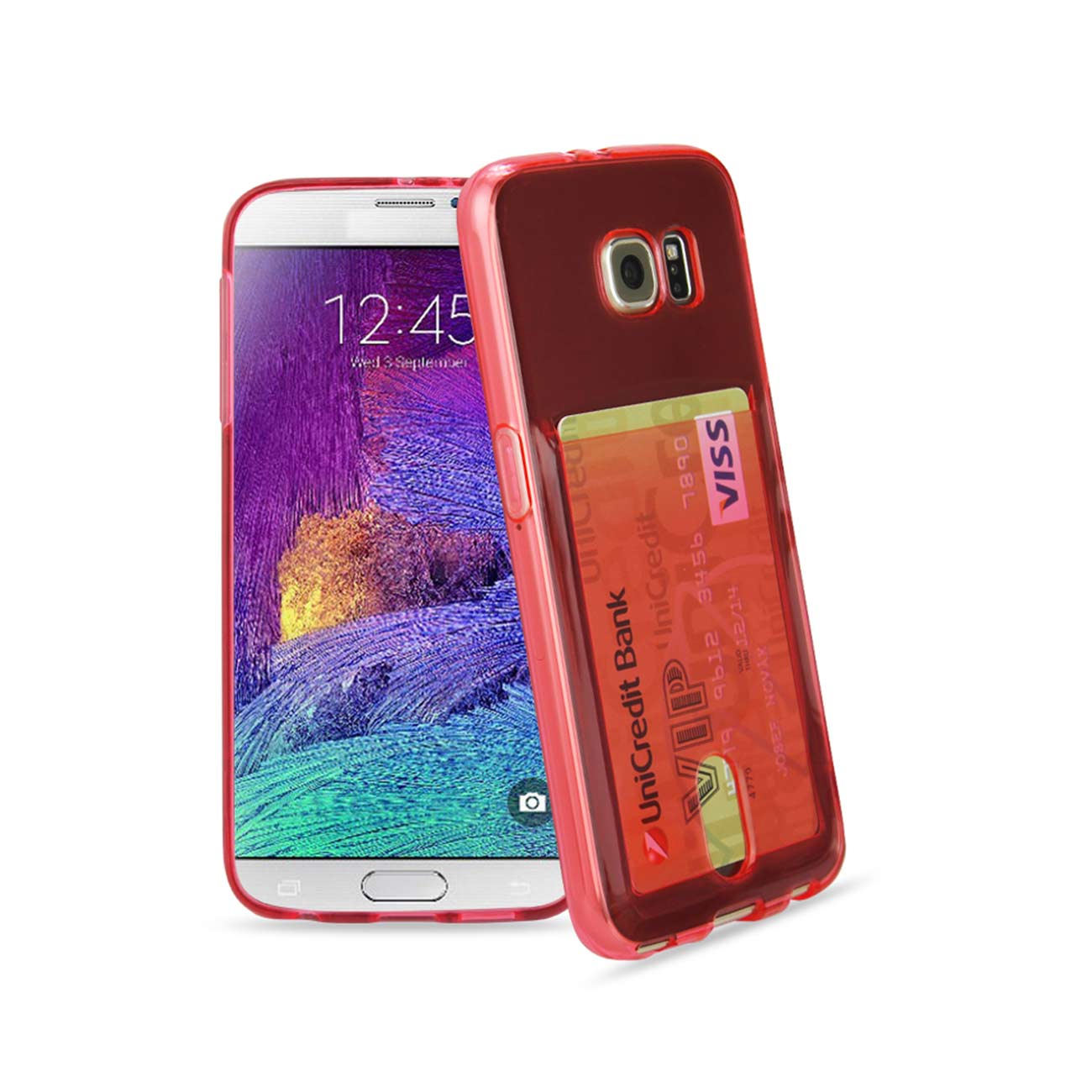Samsung Galaxy Note 5Reiko Semi Clear Case With Card Holder In Clear Red