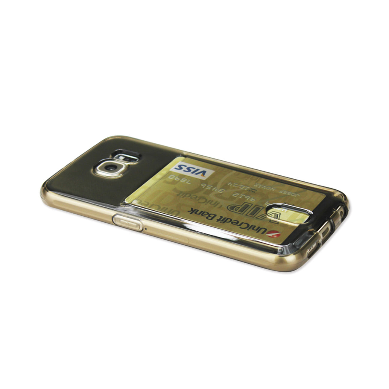 Samsung Galaxy S6Reiko Semi Clear Case With Card Holder In Clear Black