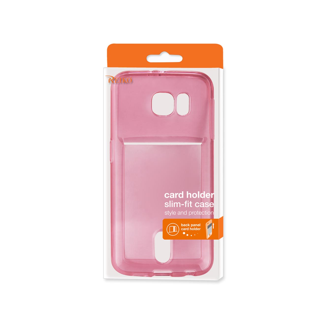 Samsung Galaxy S6Reiko Semi Clear Case With Card Holder In Clear Hot Pink