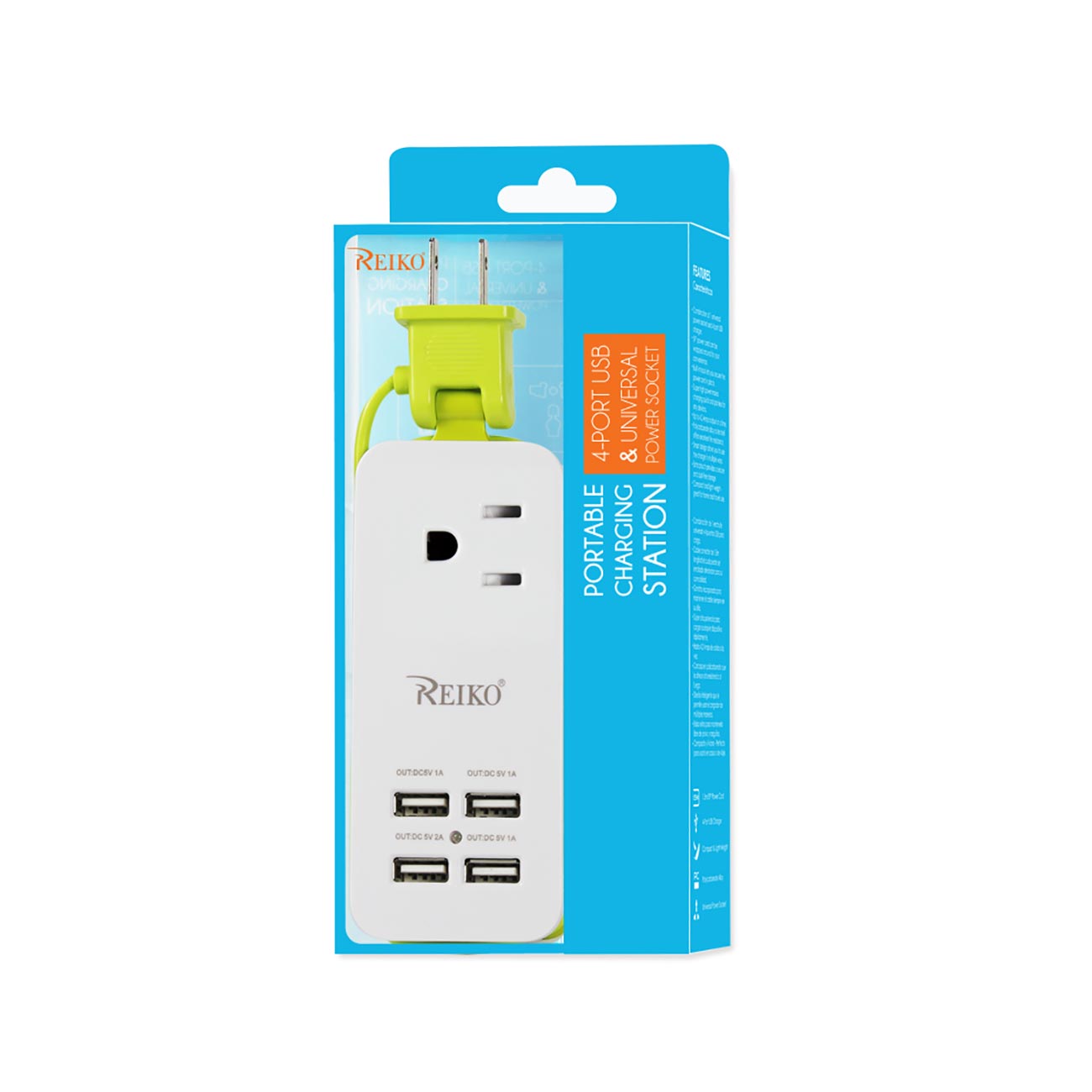Wall Charging Station Home 4 USB 4.1Amp Green Color