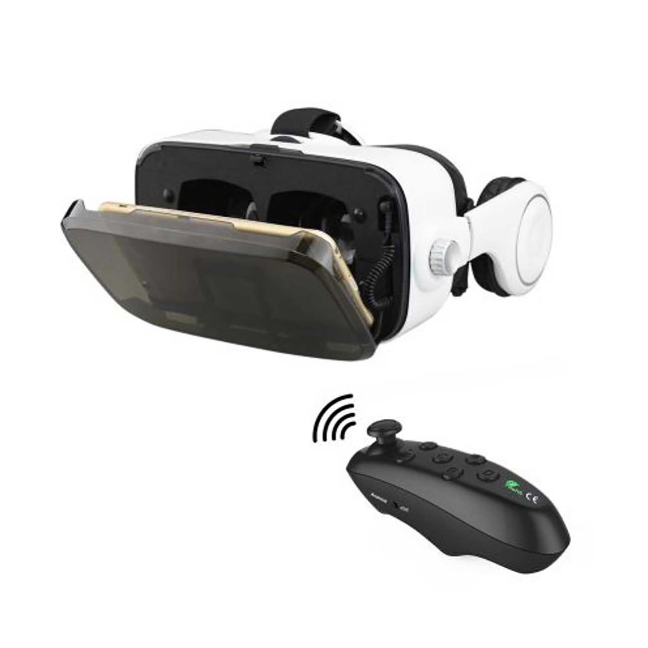 3D Virtual Reality Box (Vr Box) Glasses For 3.5 To 6 Inch Phones With Blutooth Control In Black