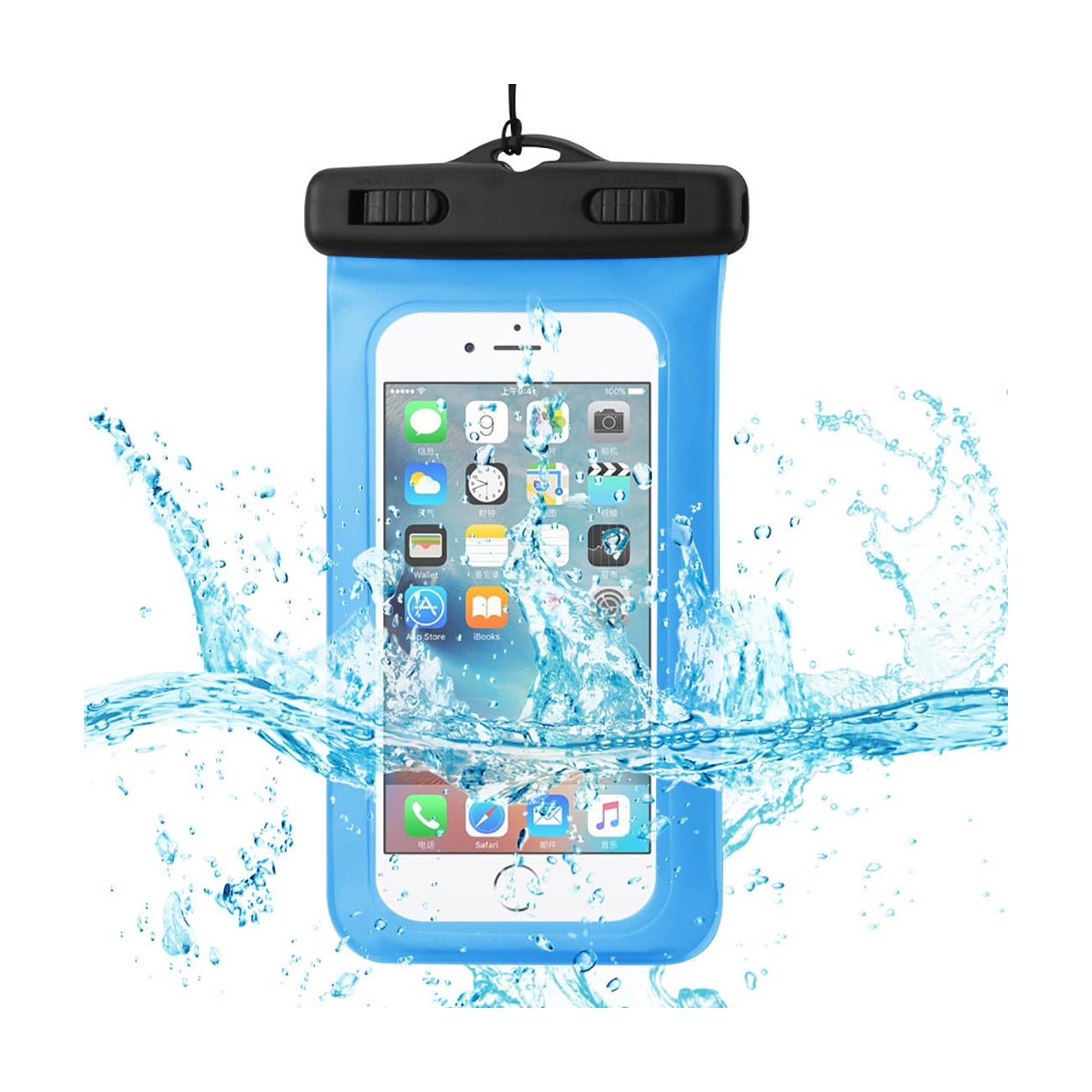 Case Waterproof With Touch Screen Floating Adjustable Wrist Strap For 4.7X2.4X0.4 Inches Devices Blue Color