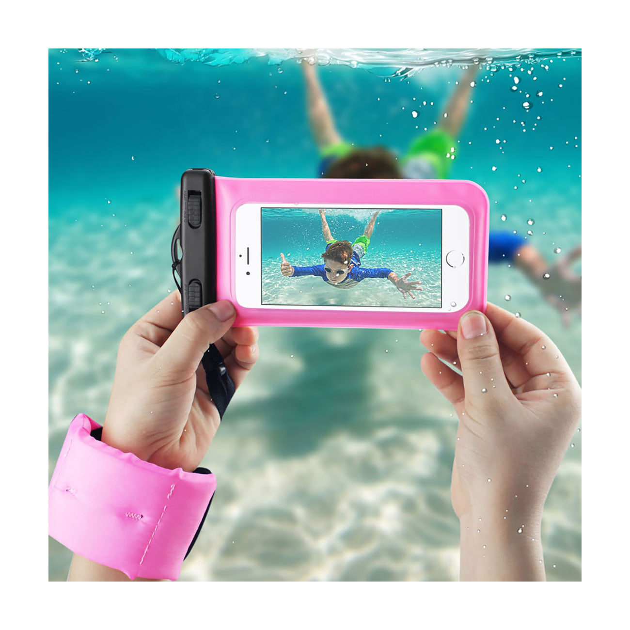 Case Waterproof With Touch Screen Floating Adjustable Wrist Strap 4.7X2.4X0.4 Inches Devices Hot Pink Color