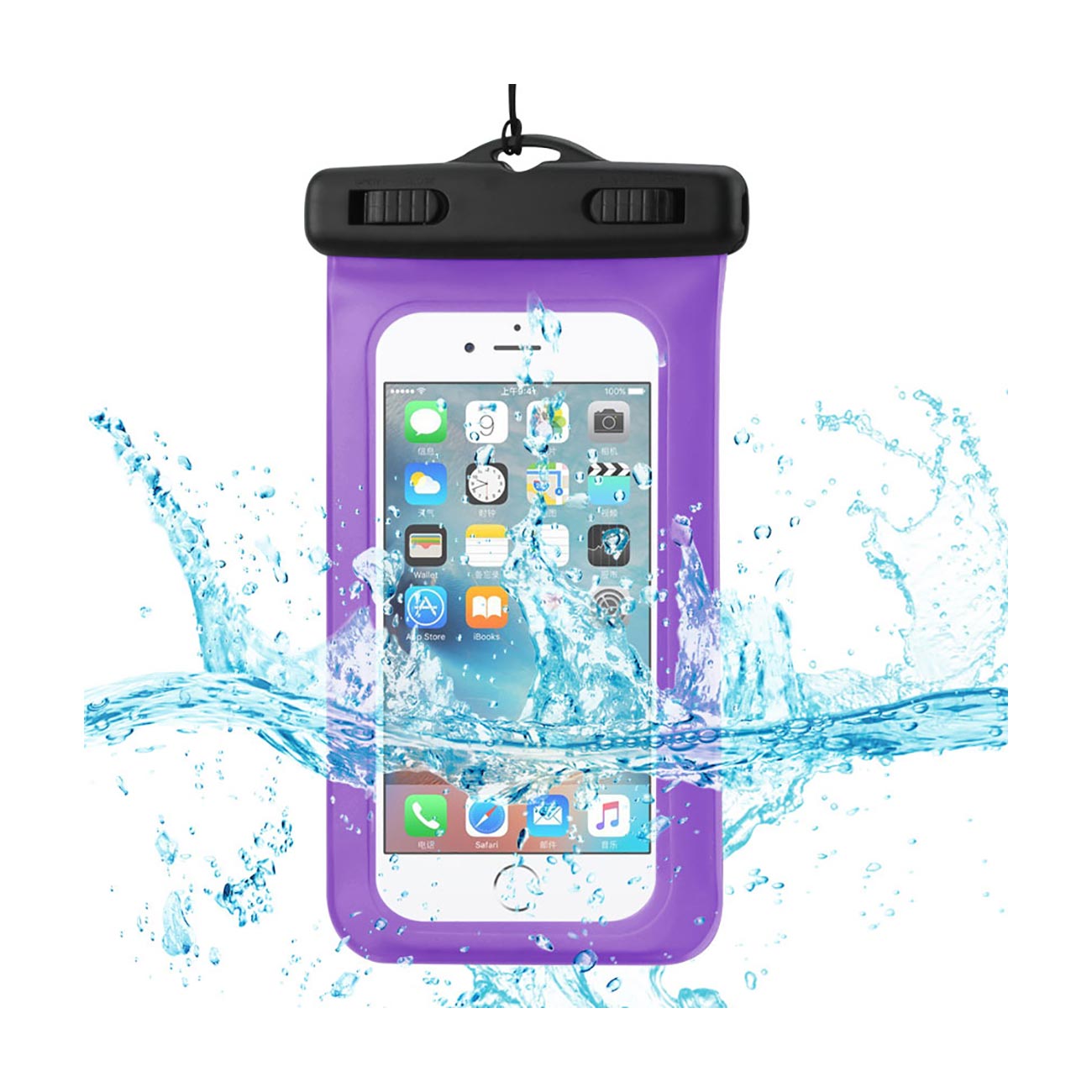 Case Waterproof With Touch Screen Floating Adjustable Wrist Strap For 4.7X2.4X0.4 Inches Devices Purple Color