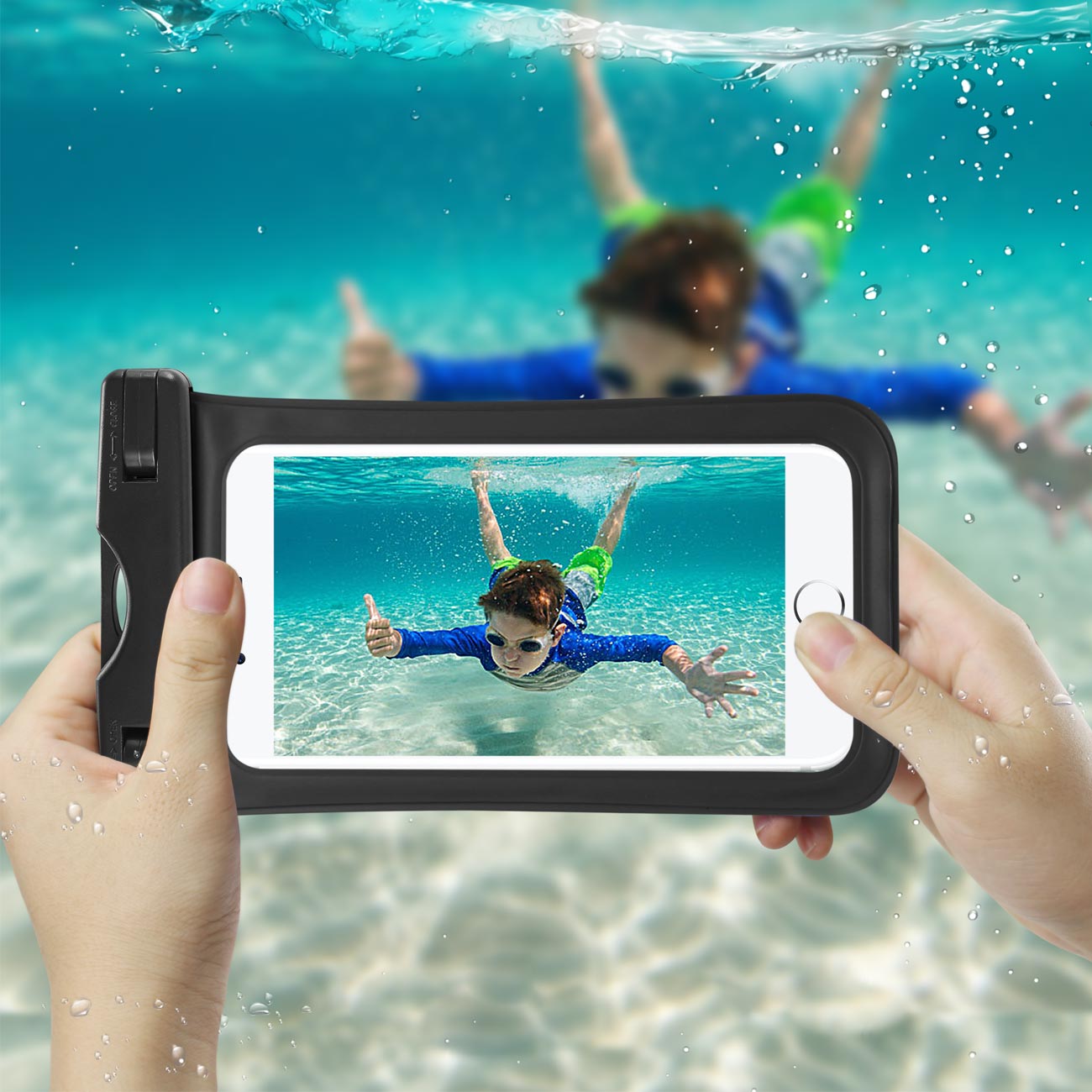 Reiko Waterproof Case With Touch Screen For 5.5X3X0.5 Inch Devices With Wrist Strap In Black