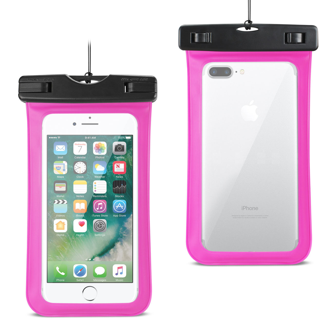 Reiko Waterproof Case With Touch Screen For 5.5X3X0.5 Inch Devices With Wrist Strap In Pink