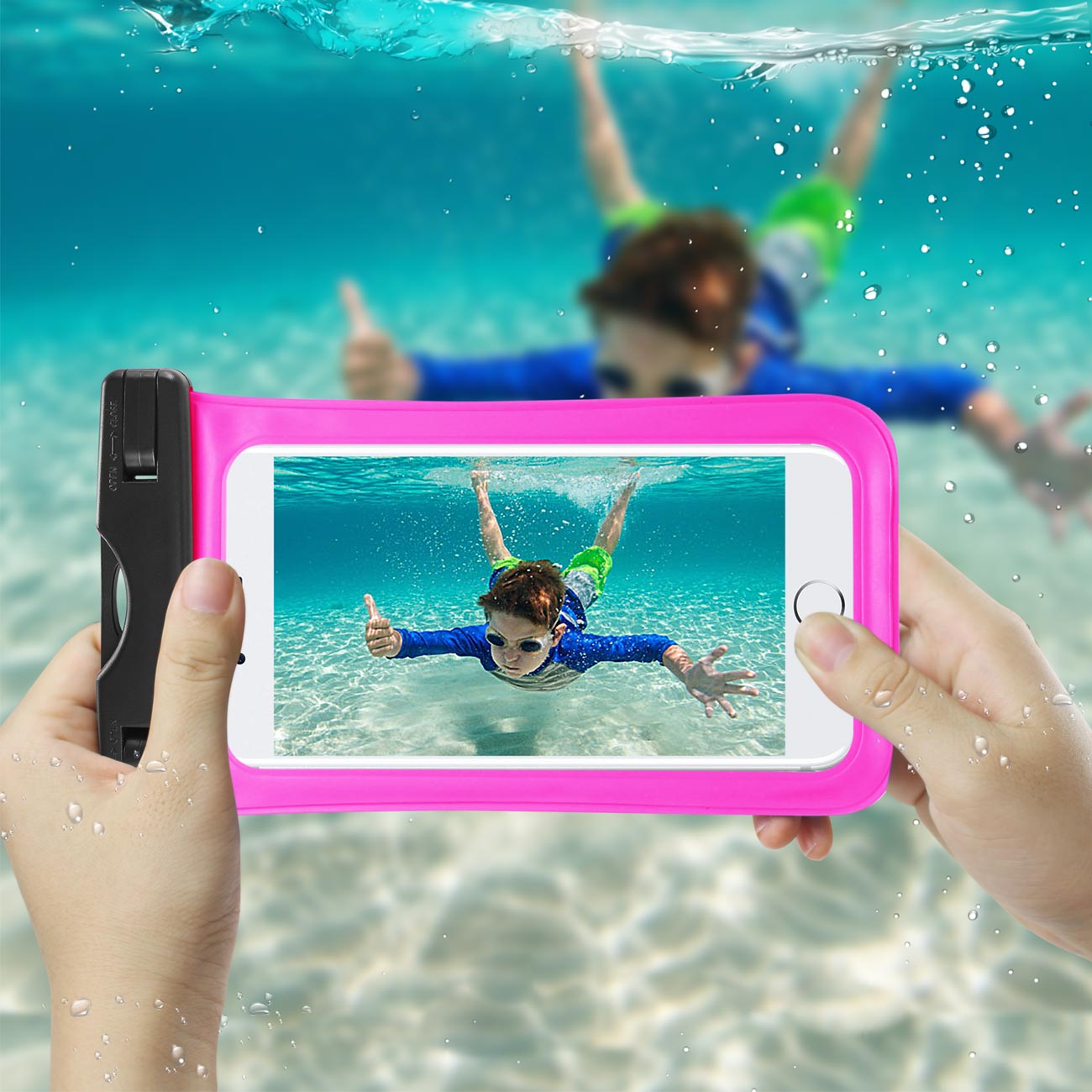 Reiko Waterproof Case With Touch Screen For 5.5X3X0.5 Inch Devices With Wrist Strap In Pink