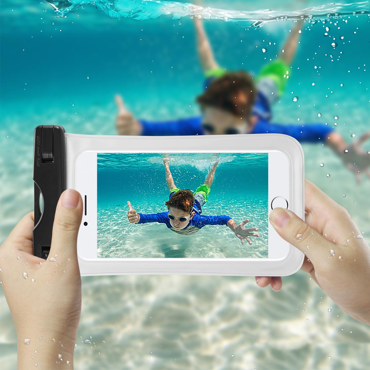 Reiko Waterproof Case With Touch Screen For 5.5X3X0.5 Inch Devices With Wrist Strap In White