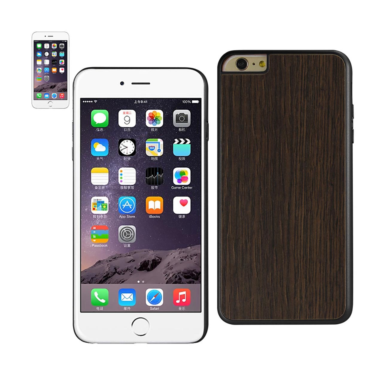 Case Real Wood Slim Snap iPhone 6 Plus Black Color