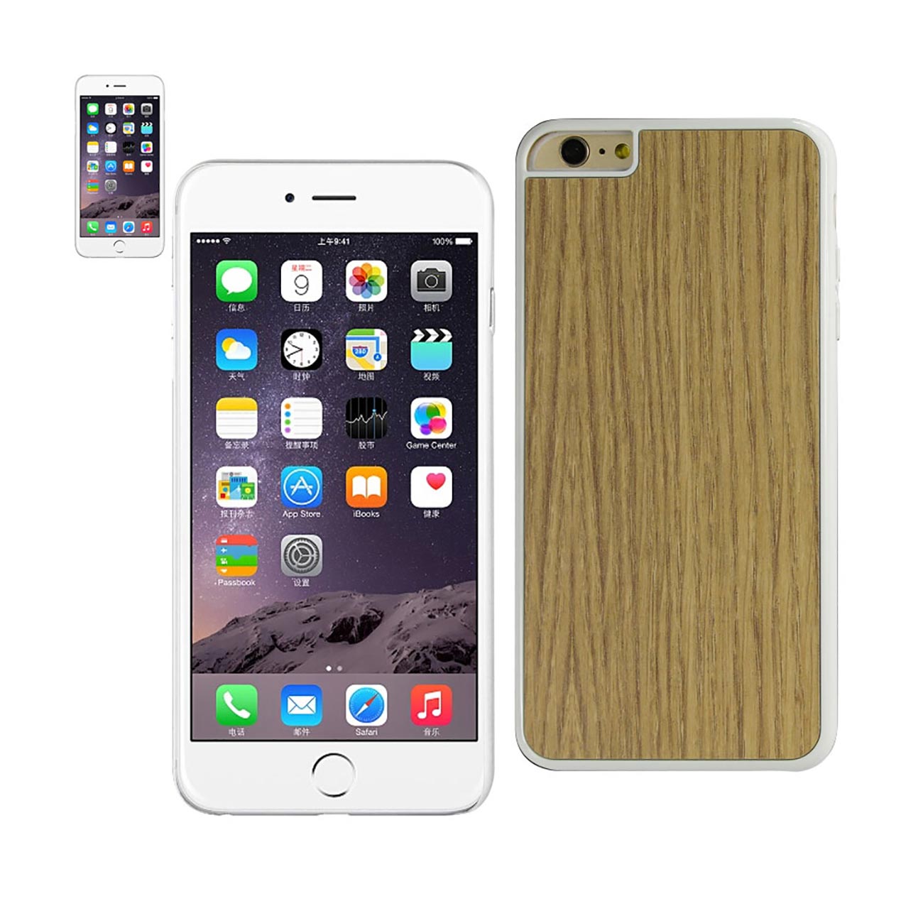 iPhone 6 Plus Wood Grain Slim Snap On Case In White