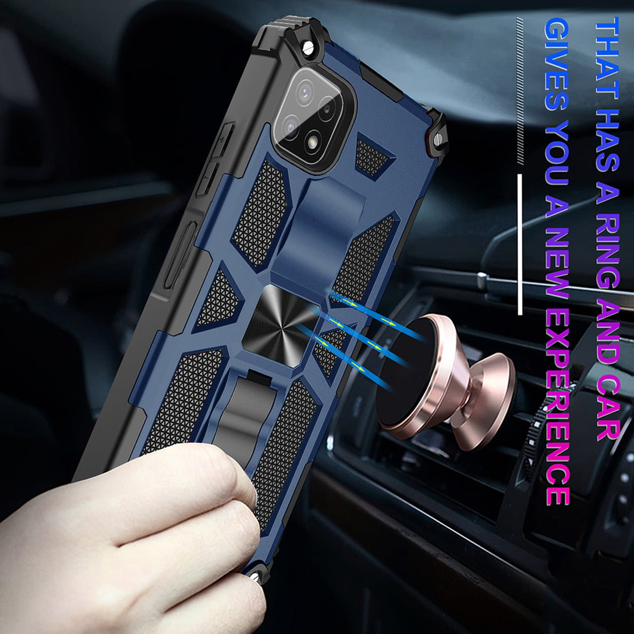 Built-in Kickstand TPU Case with Magnetic Mount for SAMSUNG GALAXY A22 5G in Blue