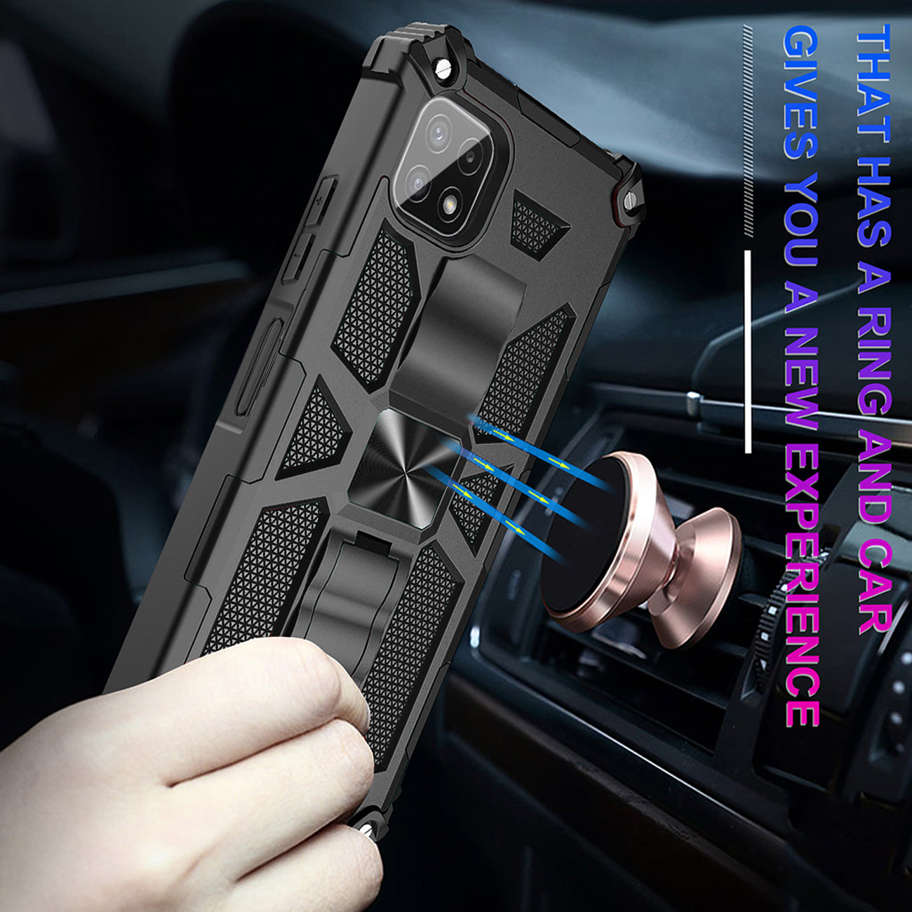 Built-in Kickstand TPU Case with Magnetic Mount for SAMSUNG GALAXY A22 5G in Black