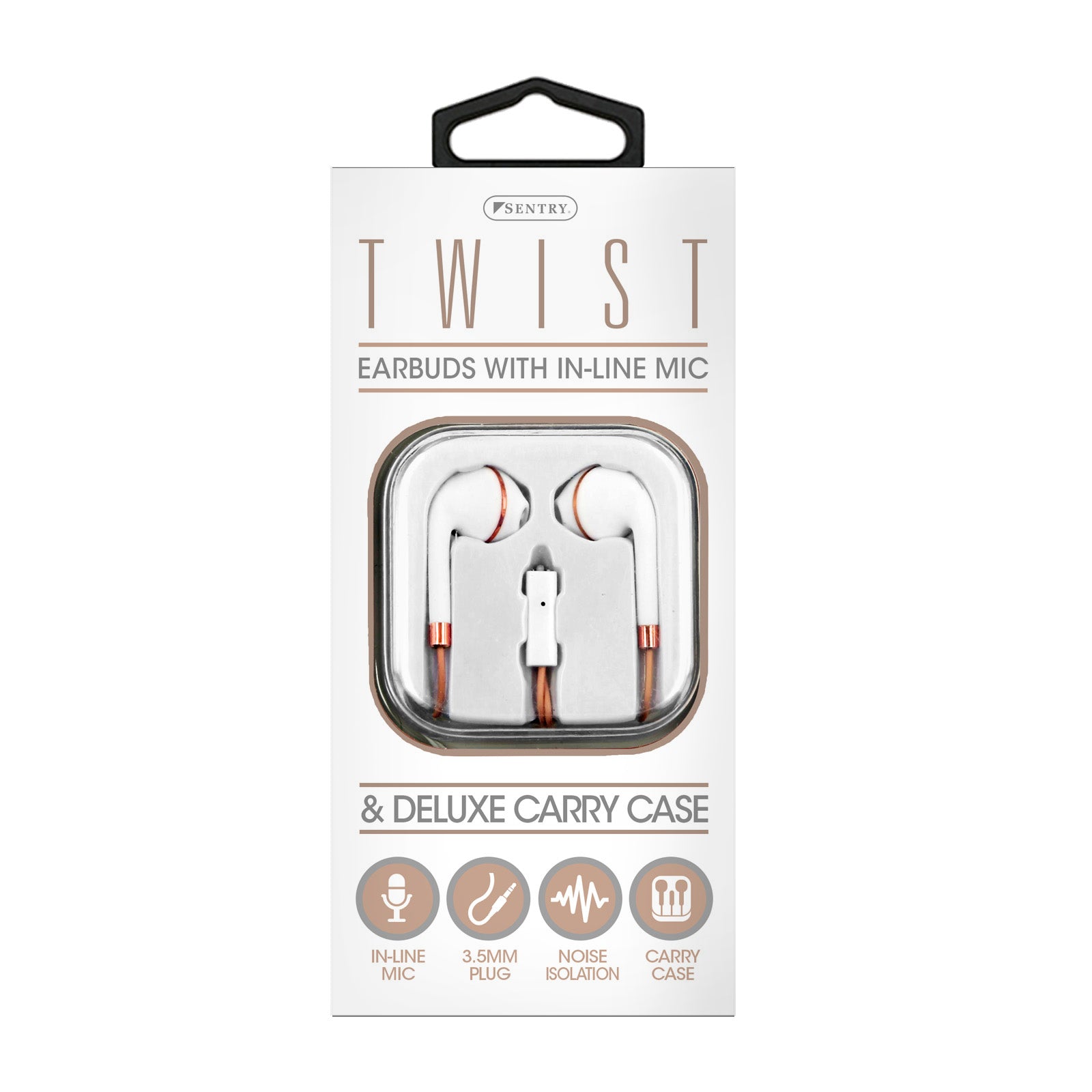 Earbuds With In-Line Microphone Stereo Rose Gold Color