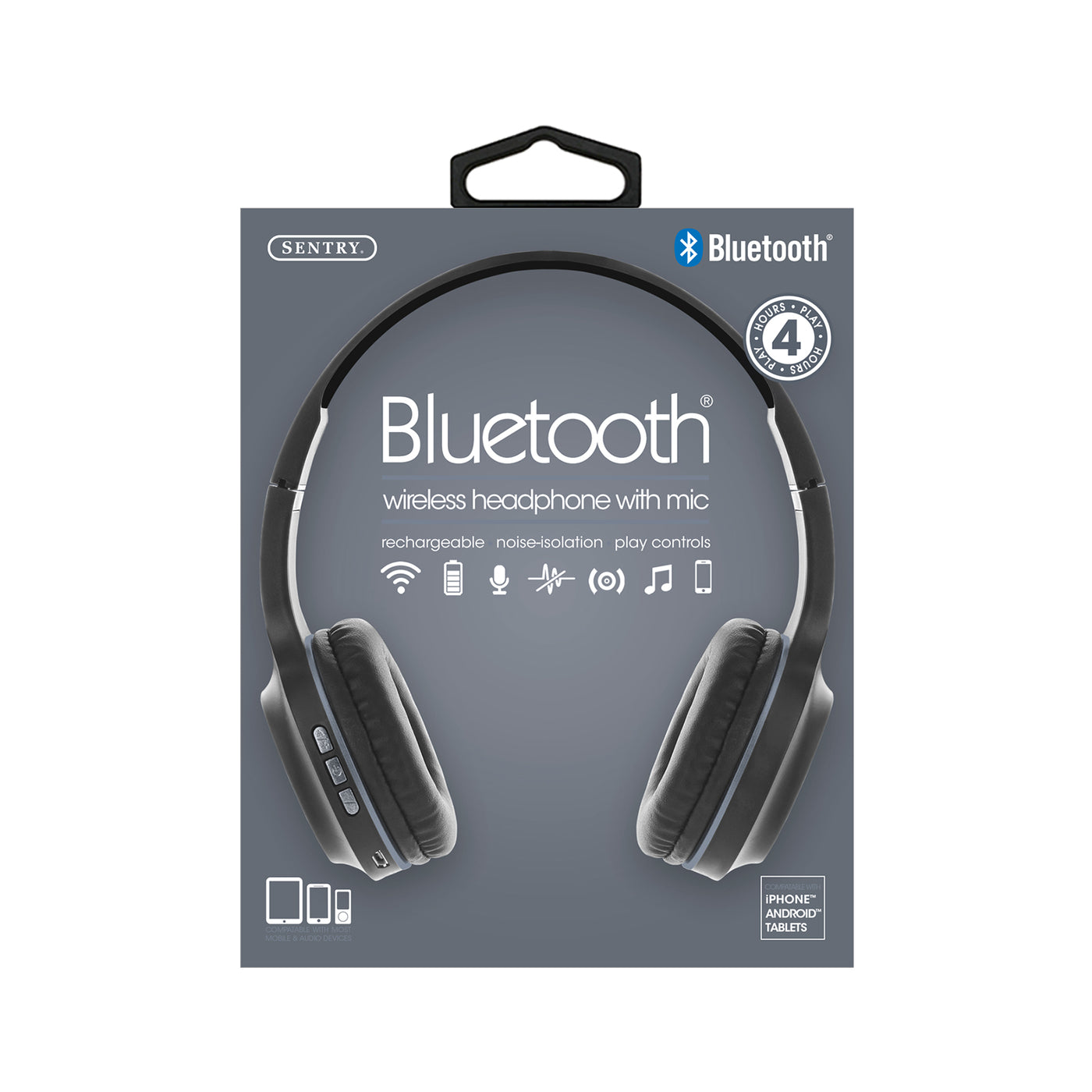 Headphone Bluetooth Wireless With Mic Industries BT105 Gray Color
