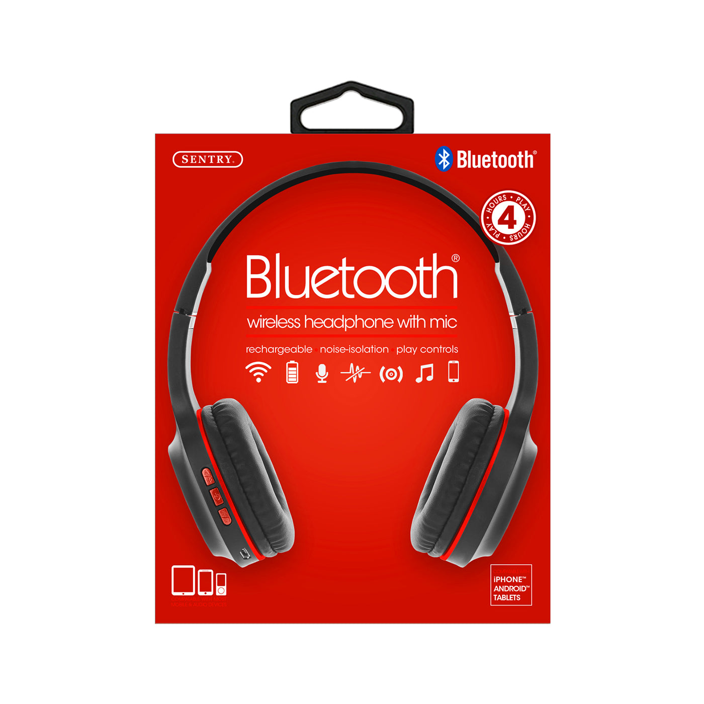 Headphone Bluetooth Wireless With Mic Industries BT105 Red Color