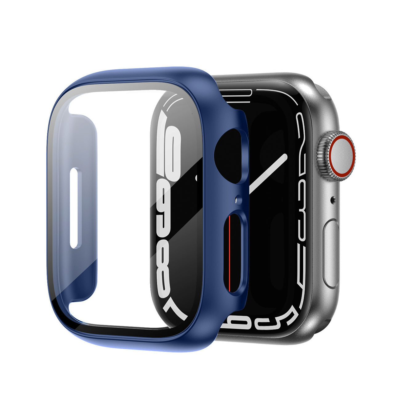 Case PC With Glass Screen Protector Tempered Full Cover Apple Watch 41 mm Navy Color