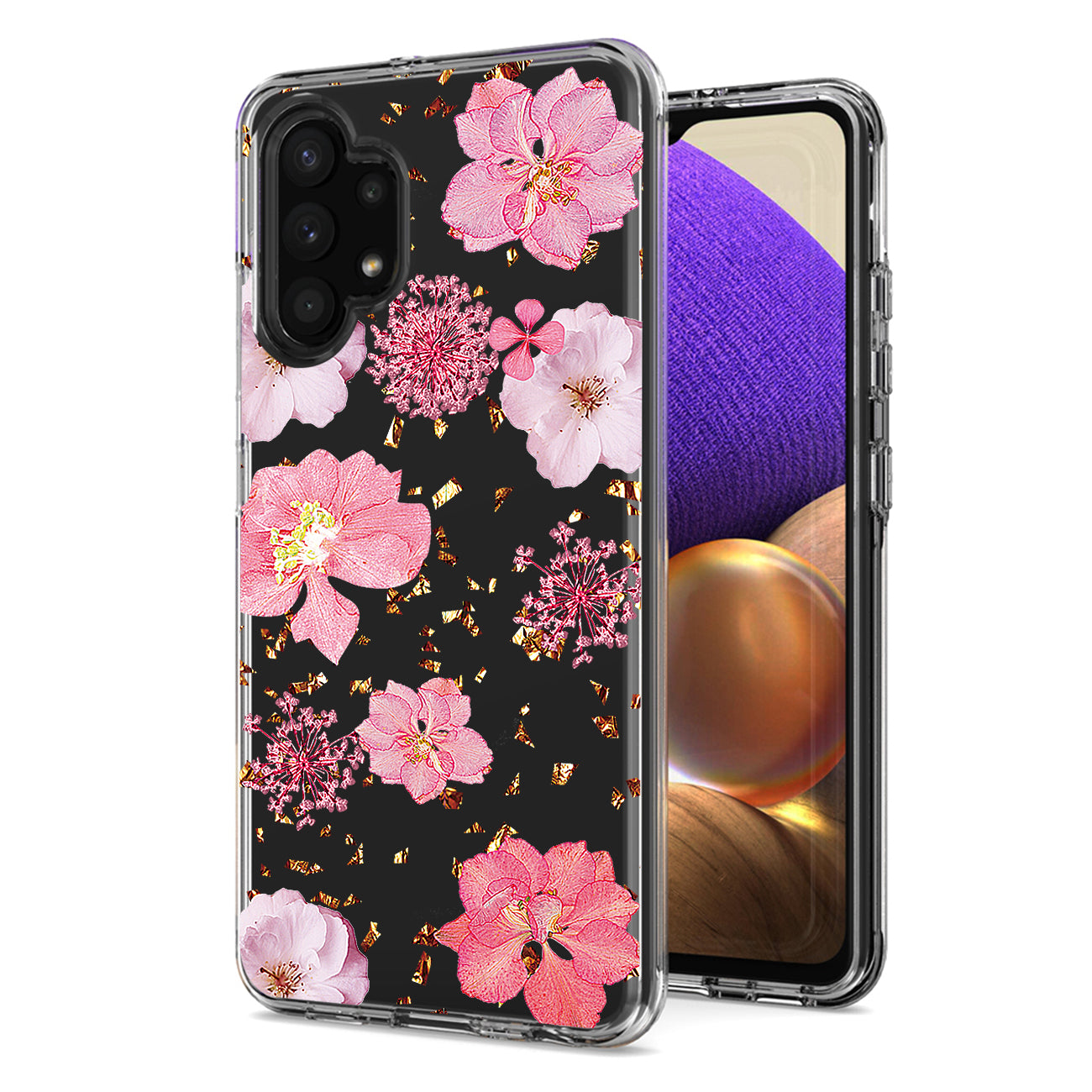 Pressed dried flower Design Phone case for Samsung Galaxy A32 5G In Pink
