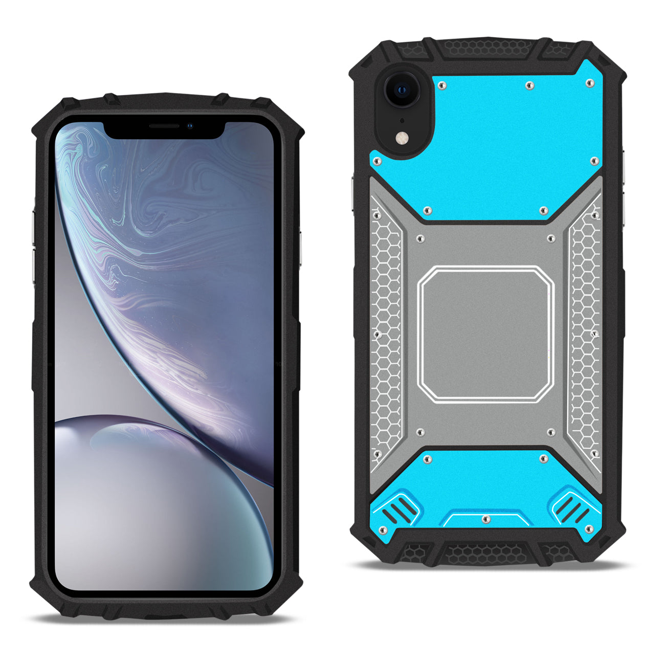 Case Front Cover Metallic Apple iPhone XR Blue And Gray Color