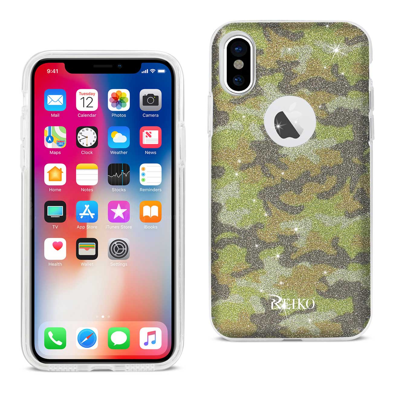 iPhone X/iPhone XS SHINE GLITTER SHIMMER CAMOUFLAGE HYBRID CASE IN YELLOW