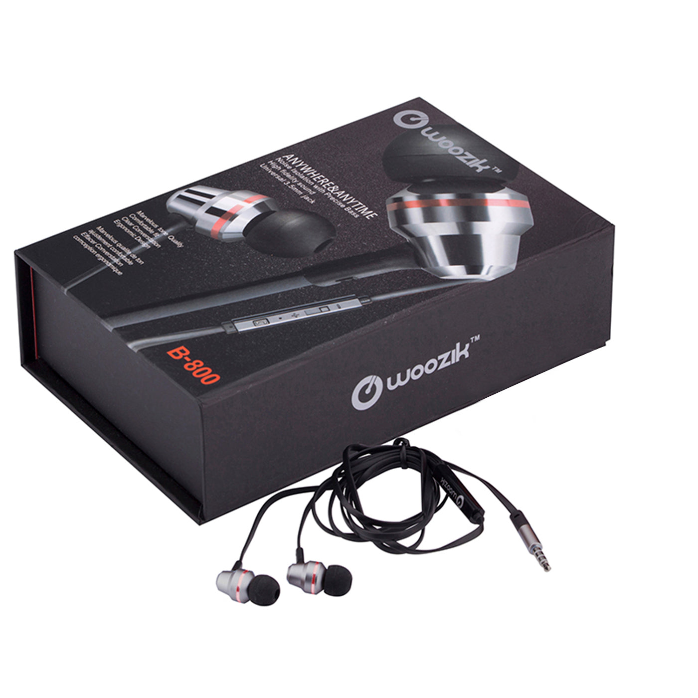 Headphones In-Ear Heavy Bass Noise Isolating With Mic Without Carrying Cases B800 Black Color