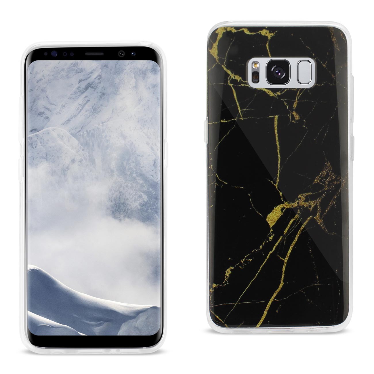 Samsung Galaxy S8 Edge/ S8 Plus Streak Marble iPhone Cover In Black