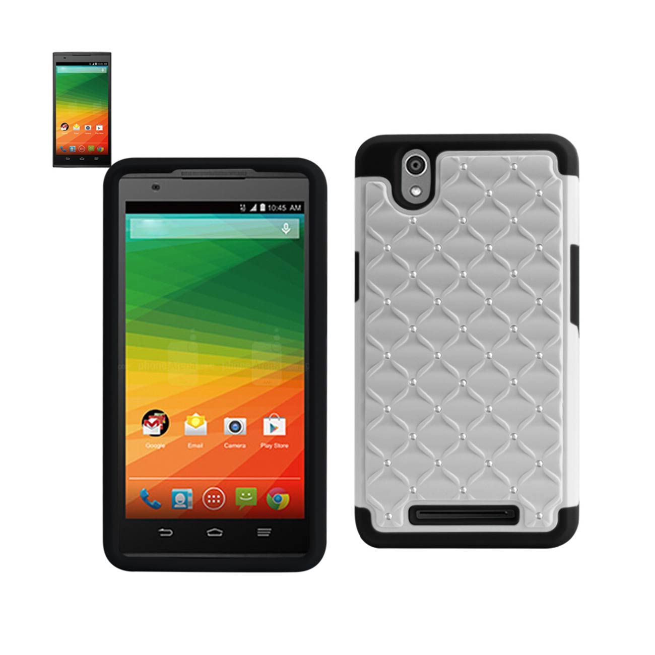 Case Hybrid Heavy Duty Jewelry Diamond ZTE Z Max Black And White Color