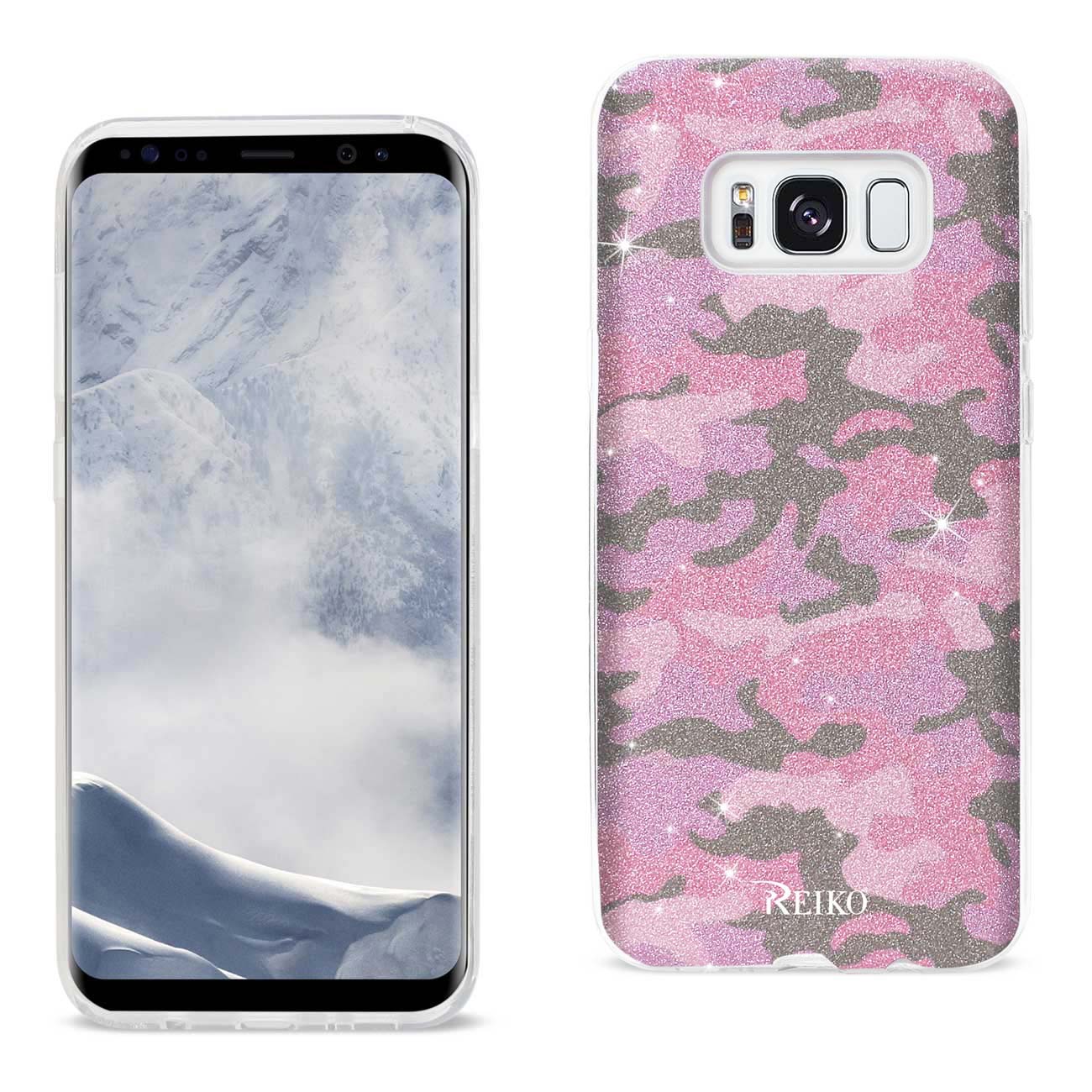Samsung Galaxy S8 Edge/ S8 Plus Shine Glitter Shimmer Camouflage Hybrid Case In Hot Pink