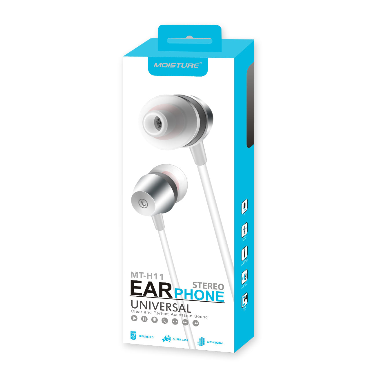 Earphones In-Ear Universal High Quality Sound Silver Color