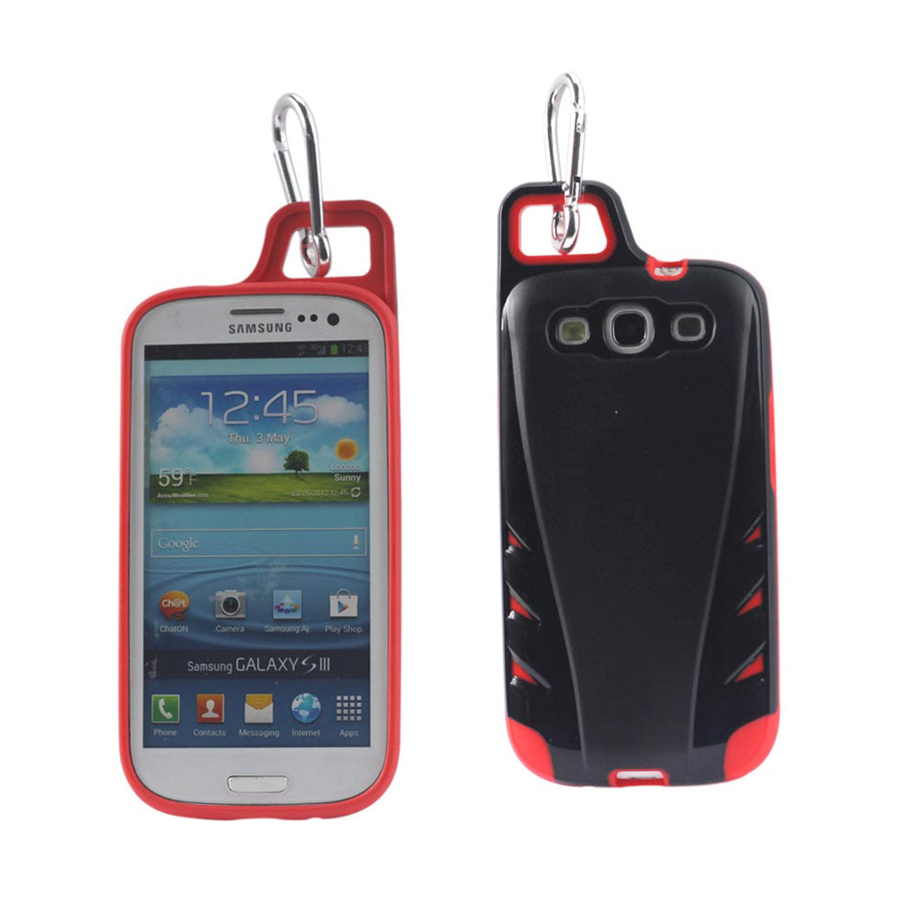 Reiko Samsung Galaxy S3 Dropproof Workout Hybrid Case With Hook In Black Red