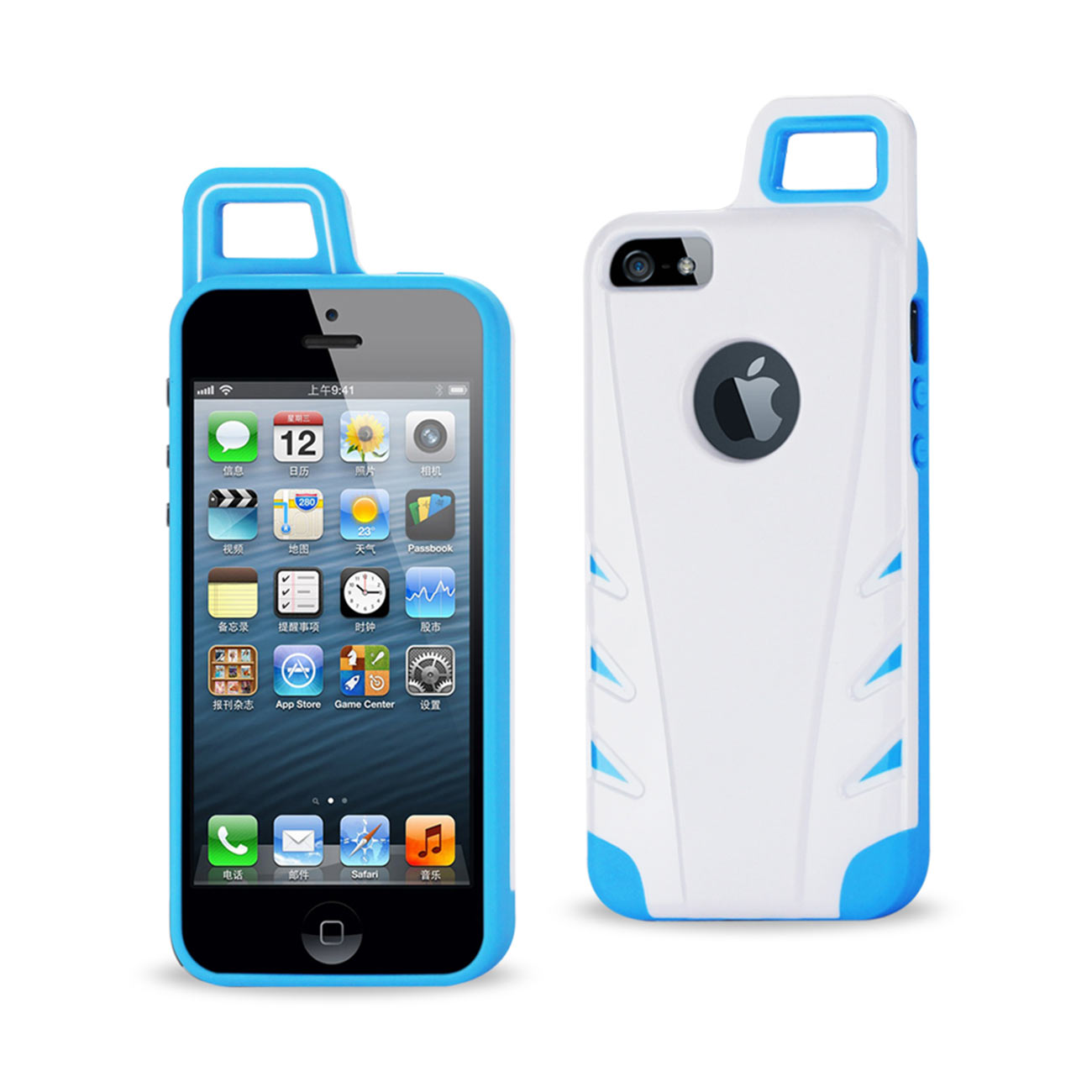 Case Hybrid Drop Proof Workout With Hook iPhone 5/ 5S/ SE White Navy Color