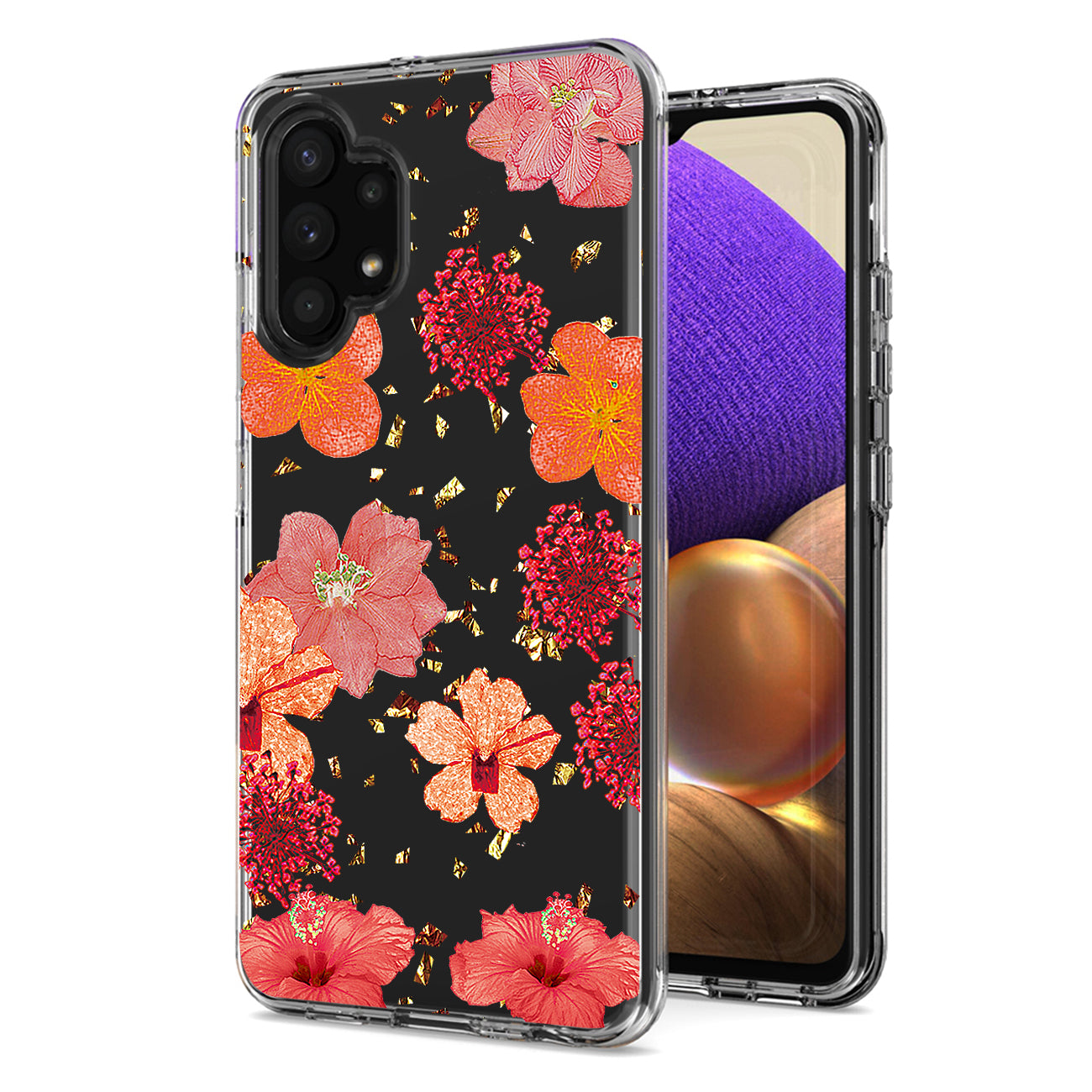 Pressed dried flower Design Phone case for Samsung Galaxy A32 5G In Red