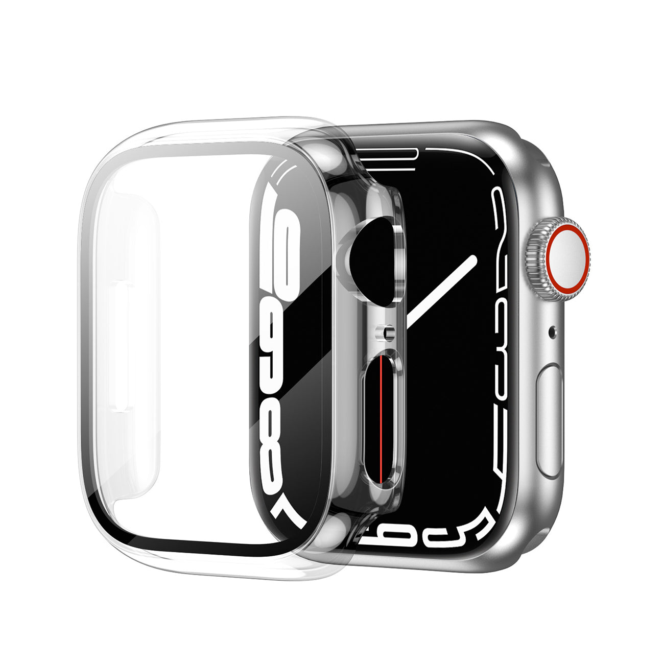 Case PC With Tempered Glass Screen Protector Full Cover Apple Watch 45 mm Clear