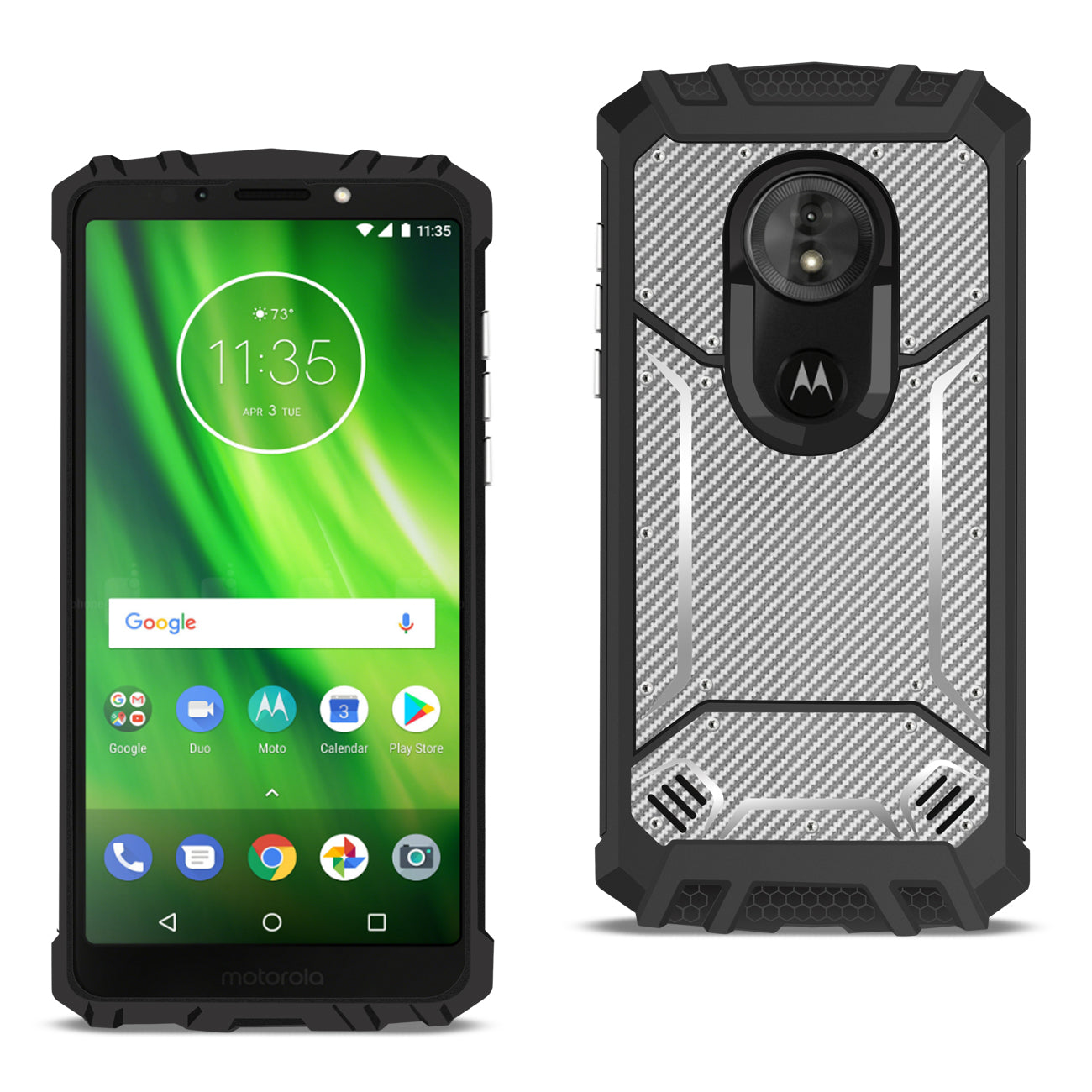 Case Carbon Fiber Hard-shell Motorola Moto G7 Play Gray Color