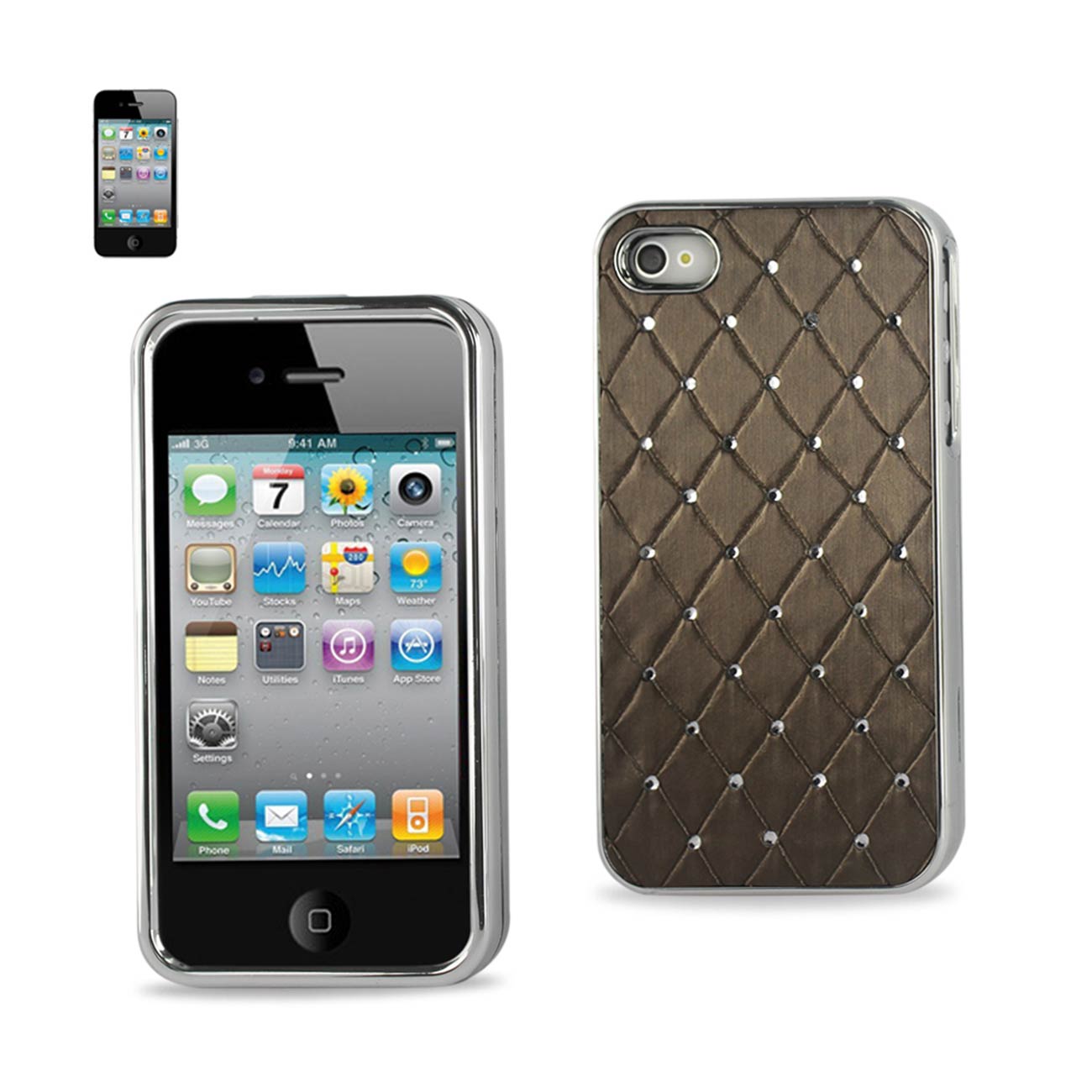 Case Jewelry Diamond Studs iPhone 4/ 4S Grey Color