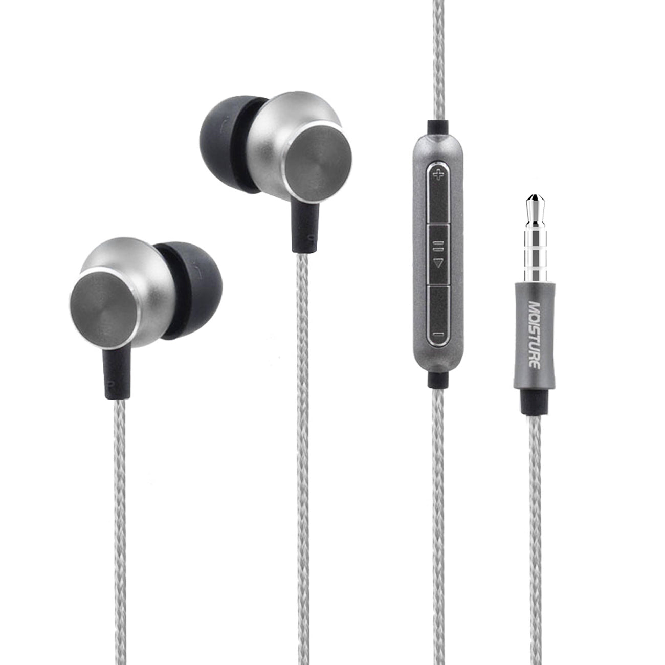 Earphones Bass With Monibearing Mic Gray Color