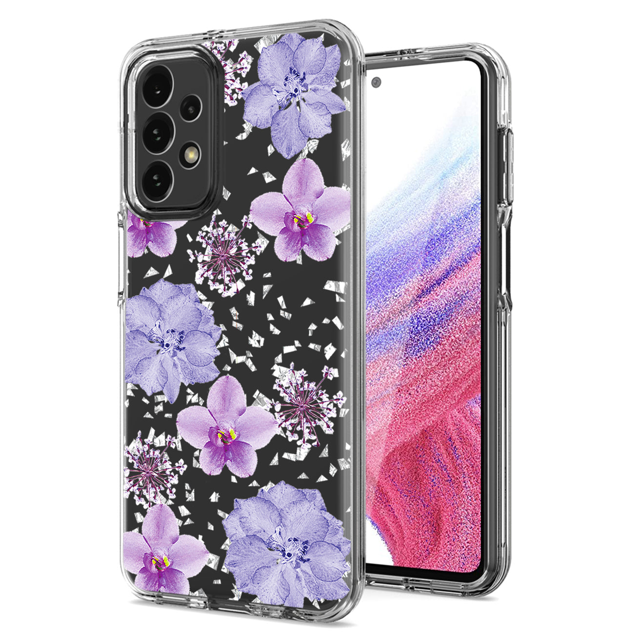 Pressed dried flower Design Phone case For Samsung Galaxy A53 5G In Purple