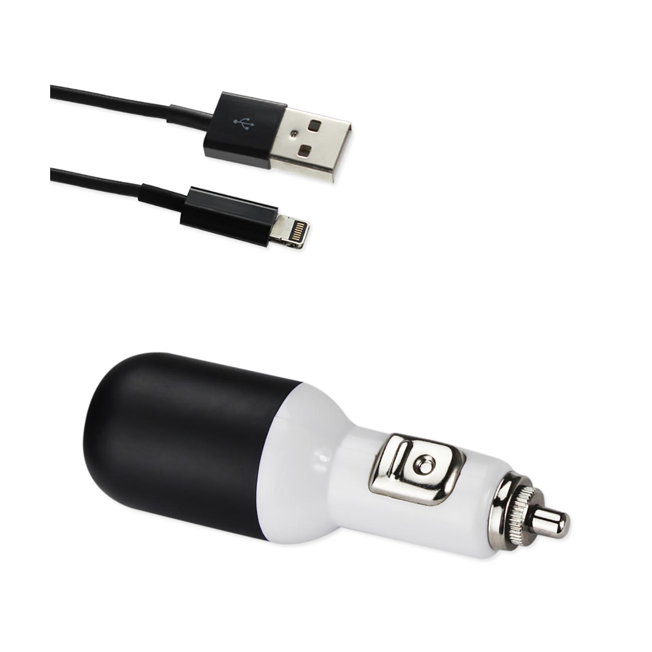 Car Charger USB With Cable iPhone 5/ SE 2 A Black Color
