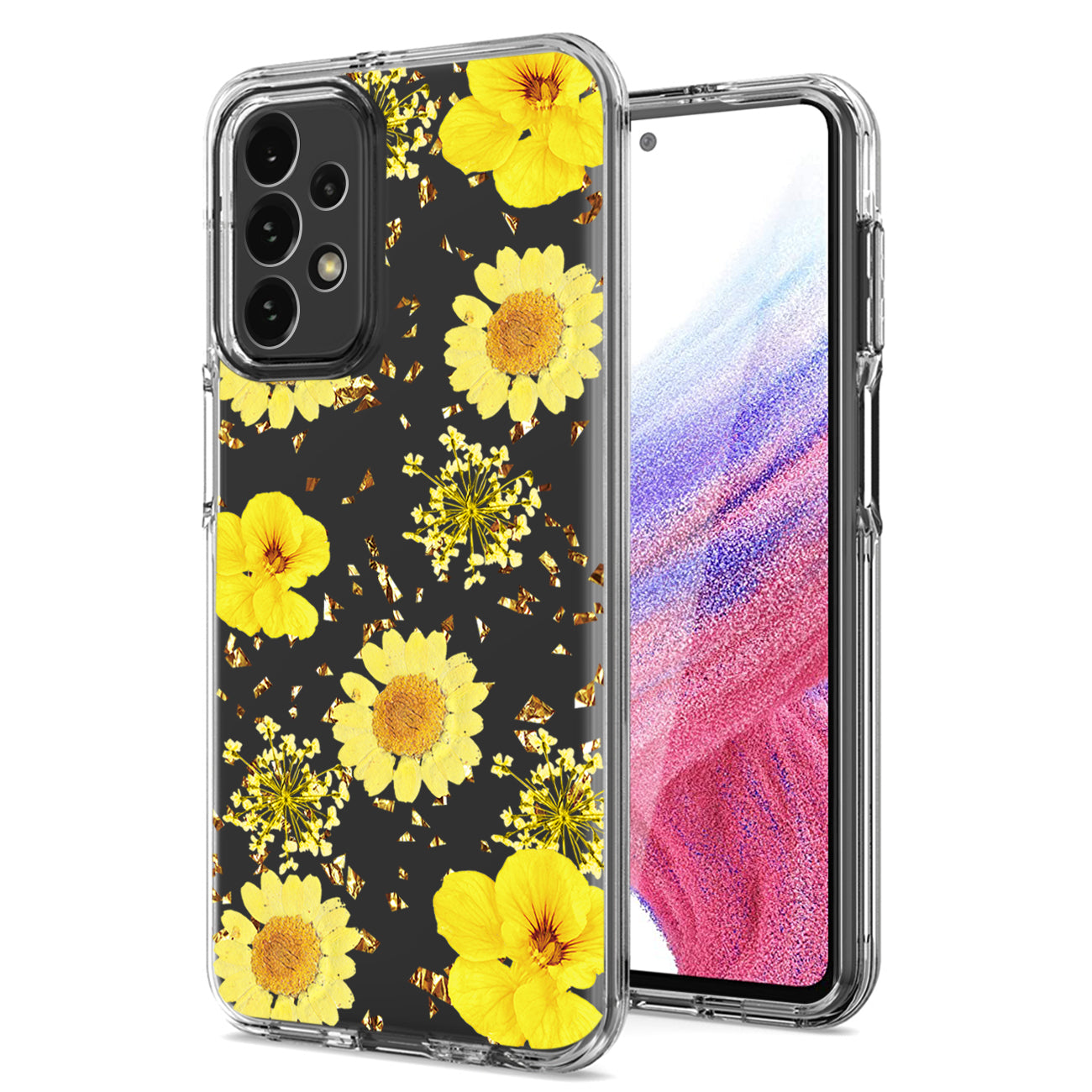 Pressed dried flower Design Phone case For Samsung Galaxy A53 5G In Yellow